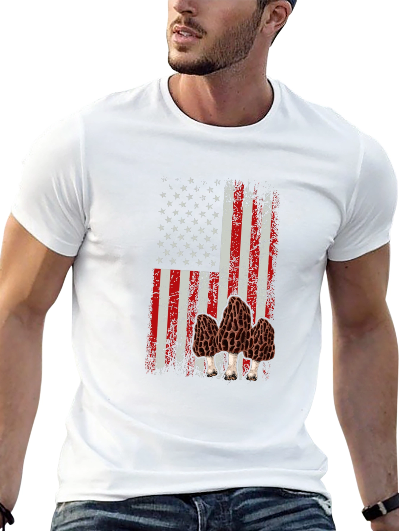 American Flag Morel Mushroom Graphic T-Shirt