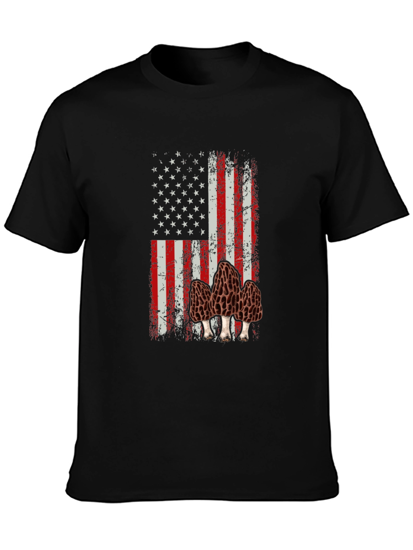 American Flag Morel Mushroom Graphic T-Shirt