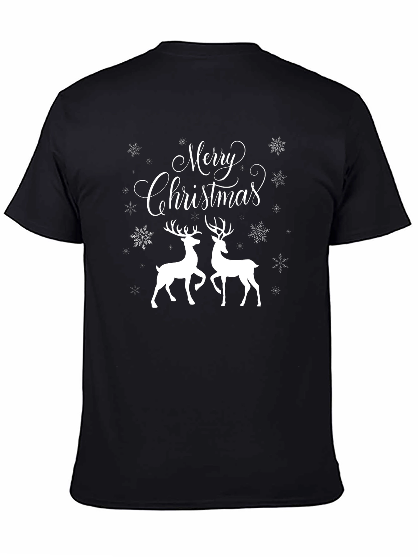 Merry Christmas Deer Graphic Tee - Holiday T-Shirt