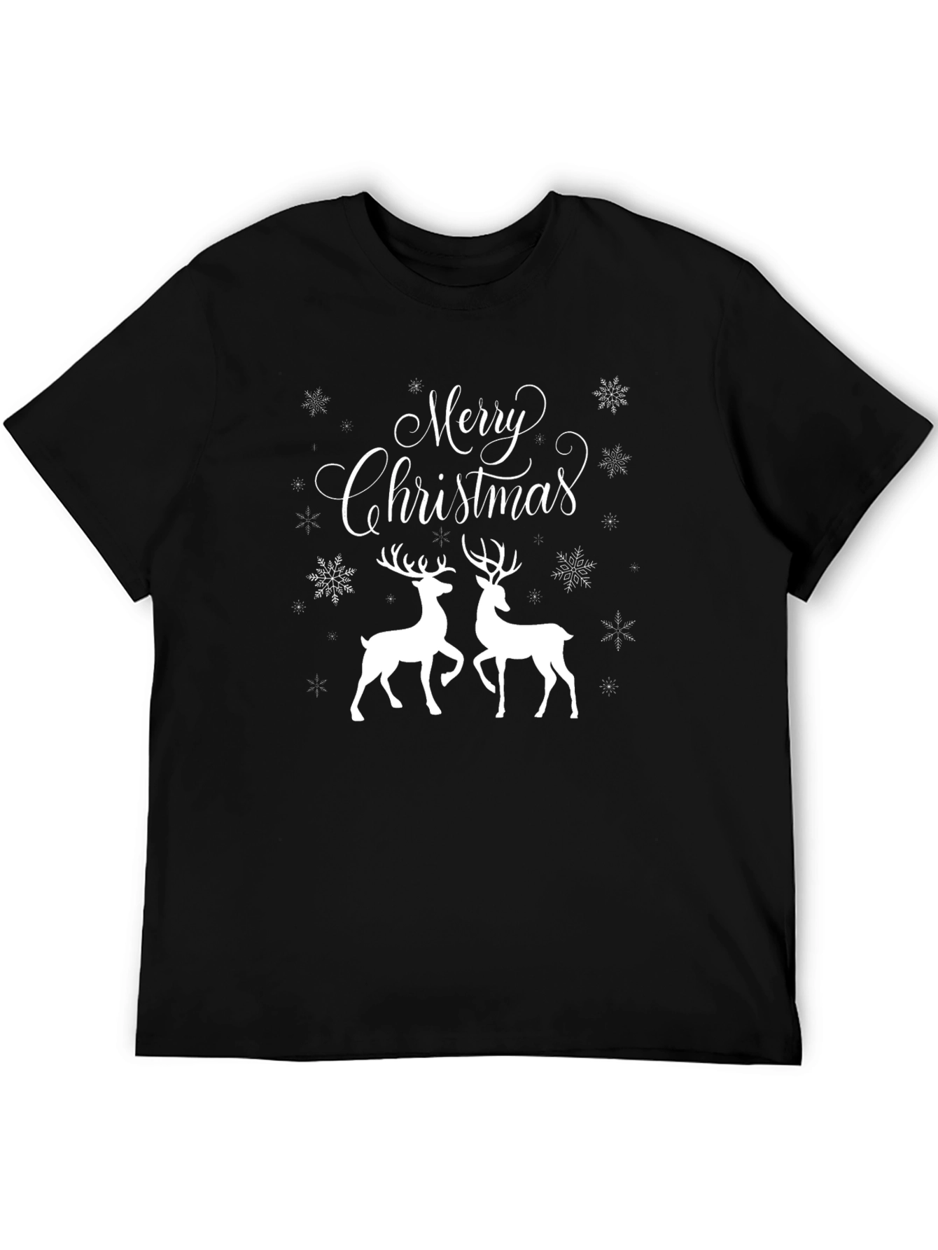 Merry Christmas Deer Graphic Tee - Holiday T-Shirt