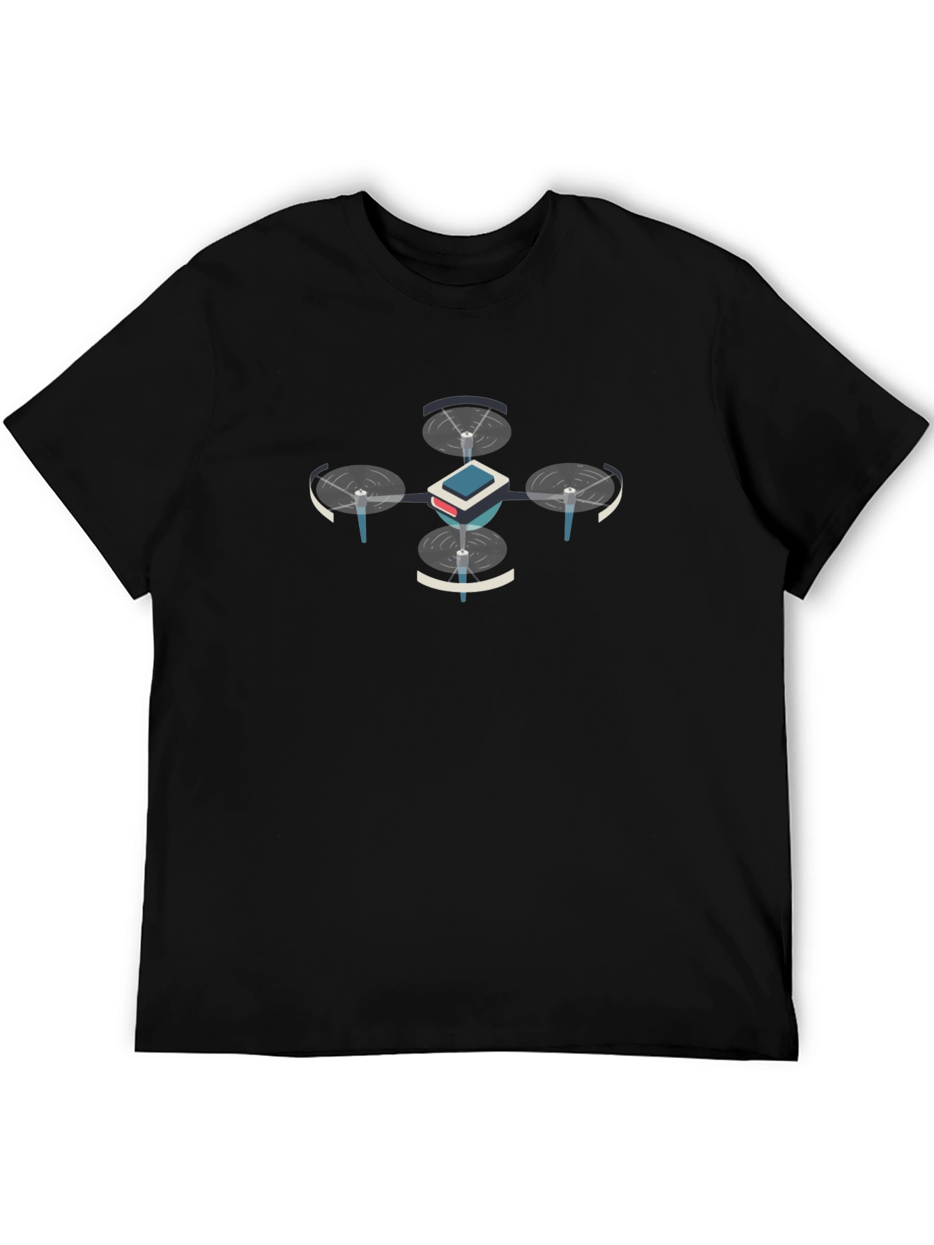 Drone Graphic Tee - Black Cotton T-Shirt