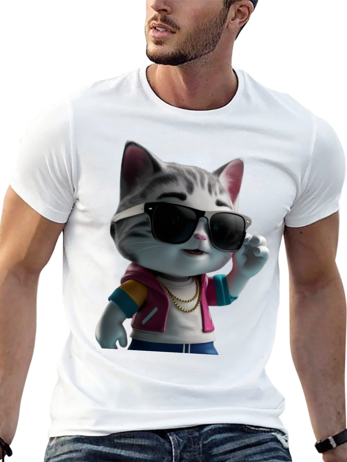 Cool Cat in Shades Graphic T-Shirt