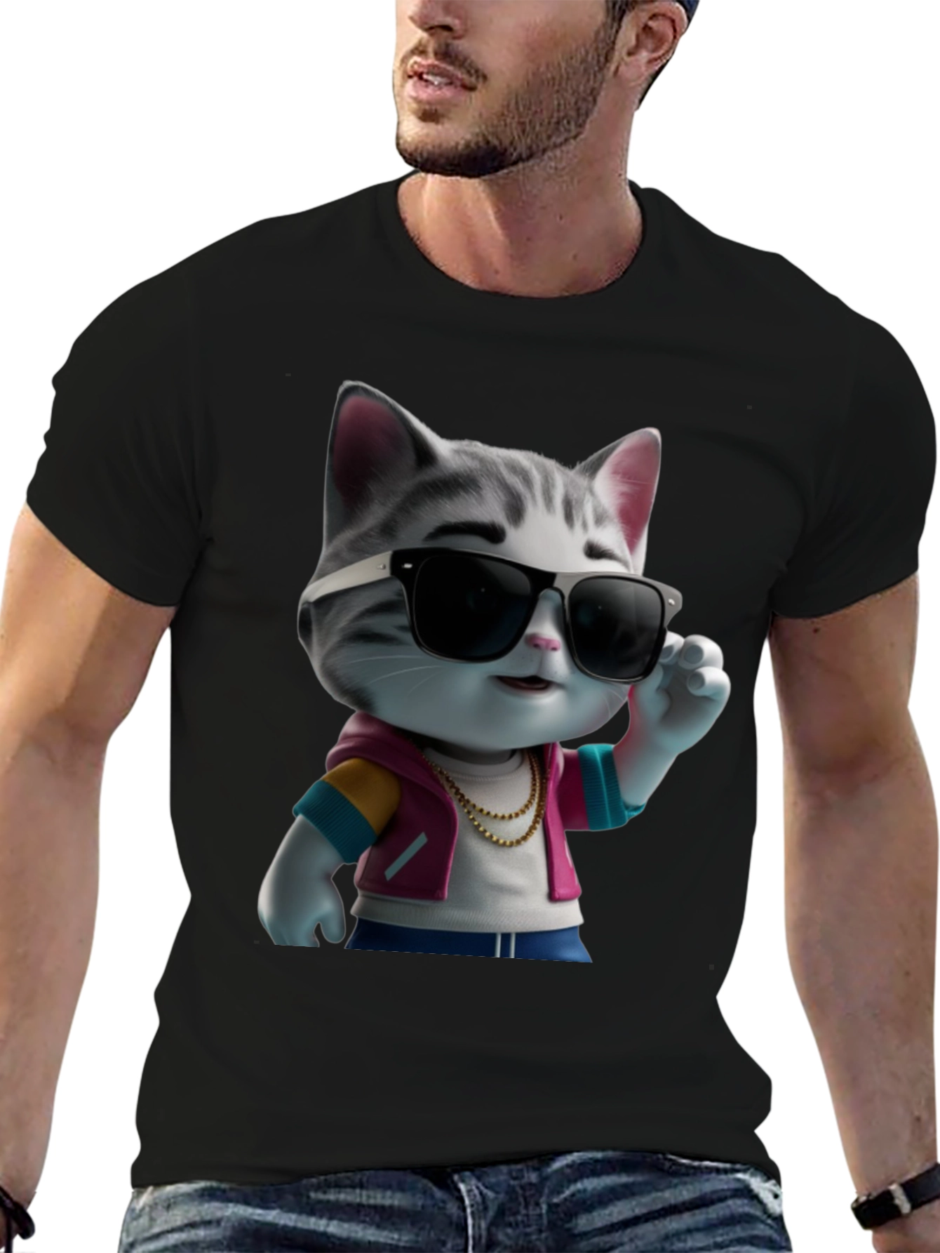 Cool Cat in Shades Graphic T-Shirt