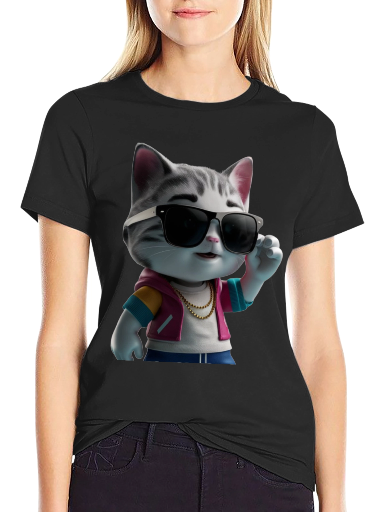 Cool Cat in Shades Graphic T-Shirt