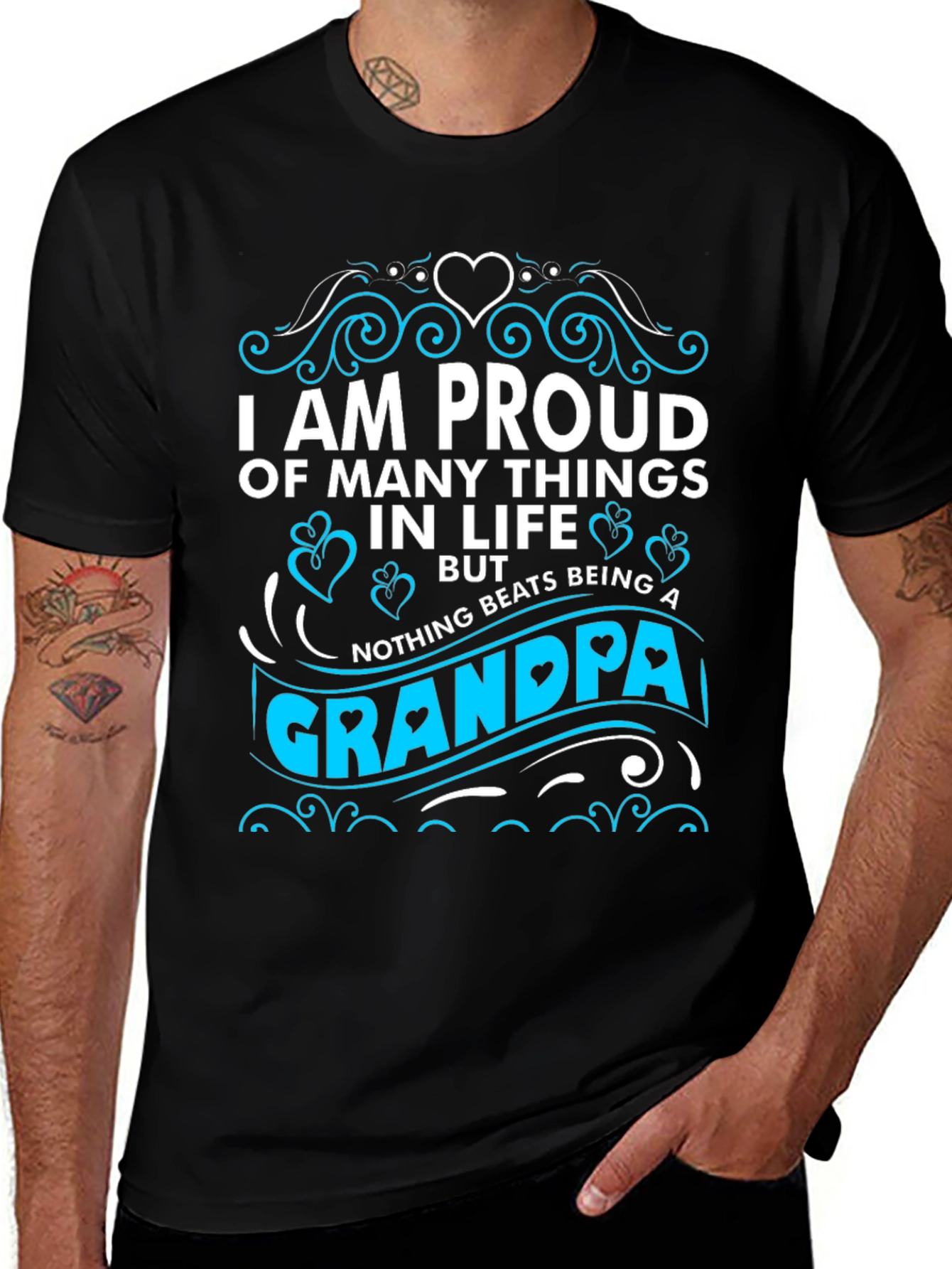 Proud Grandpa T-Shirt - Black Cotton Blend