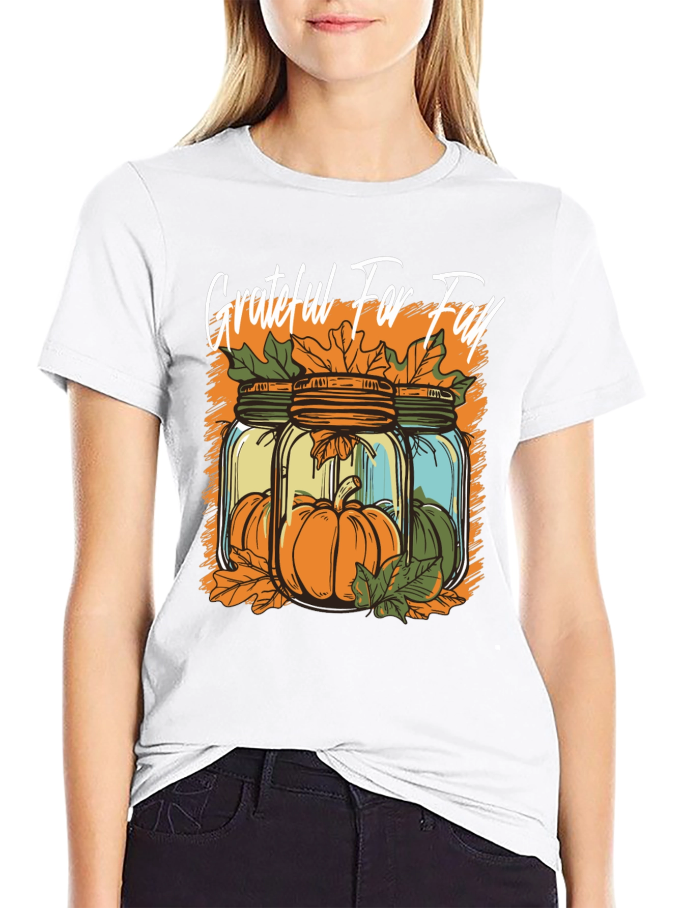 Grateful for Fall T-Shirt Pumpkin Design