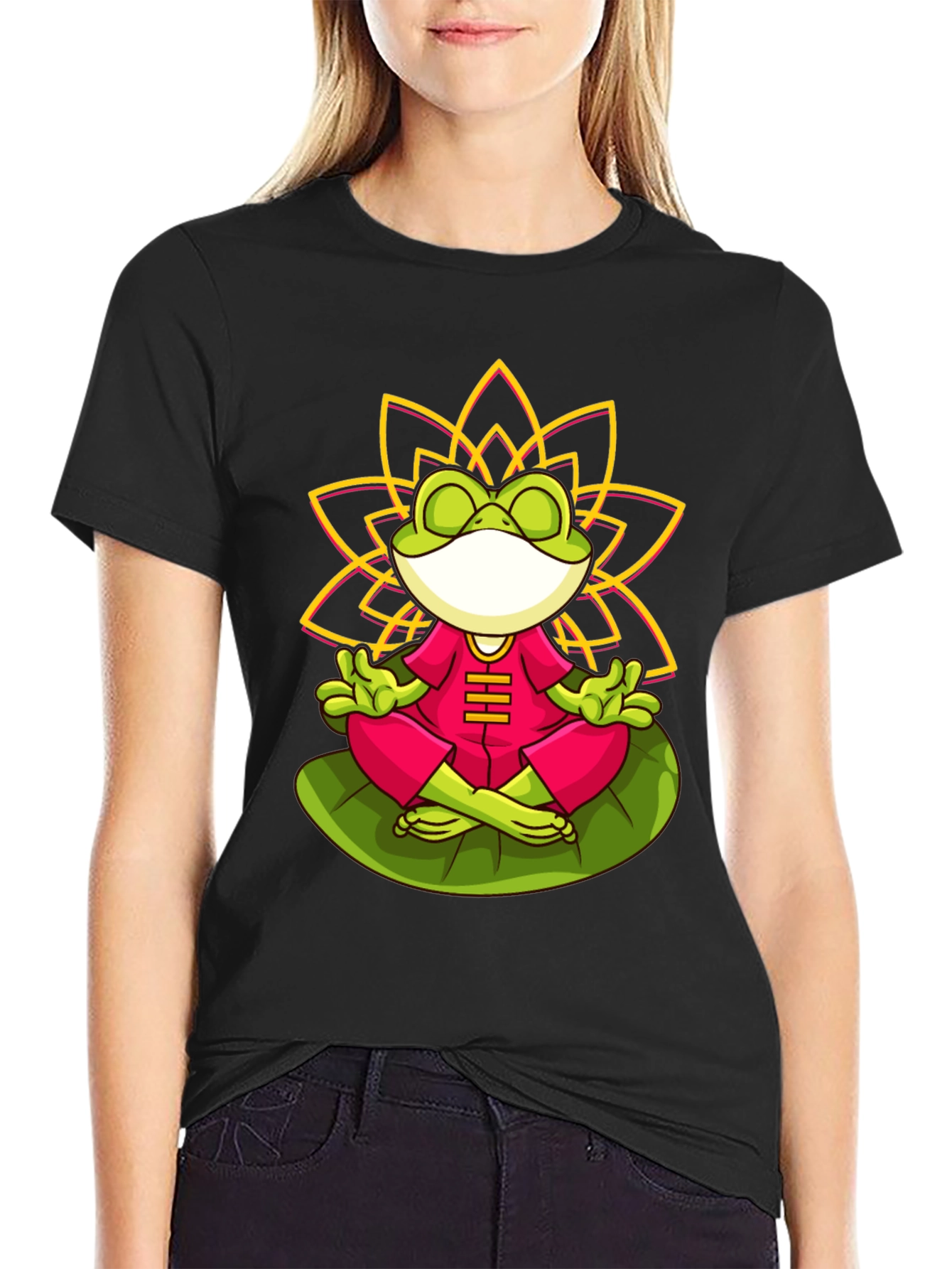 Zen Frog Lotus T-Shirt - Meditating Frog Tee