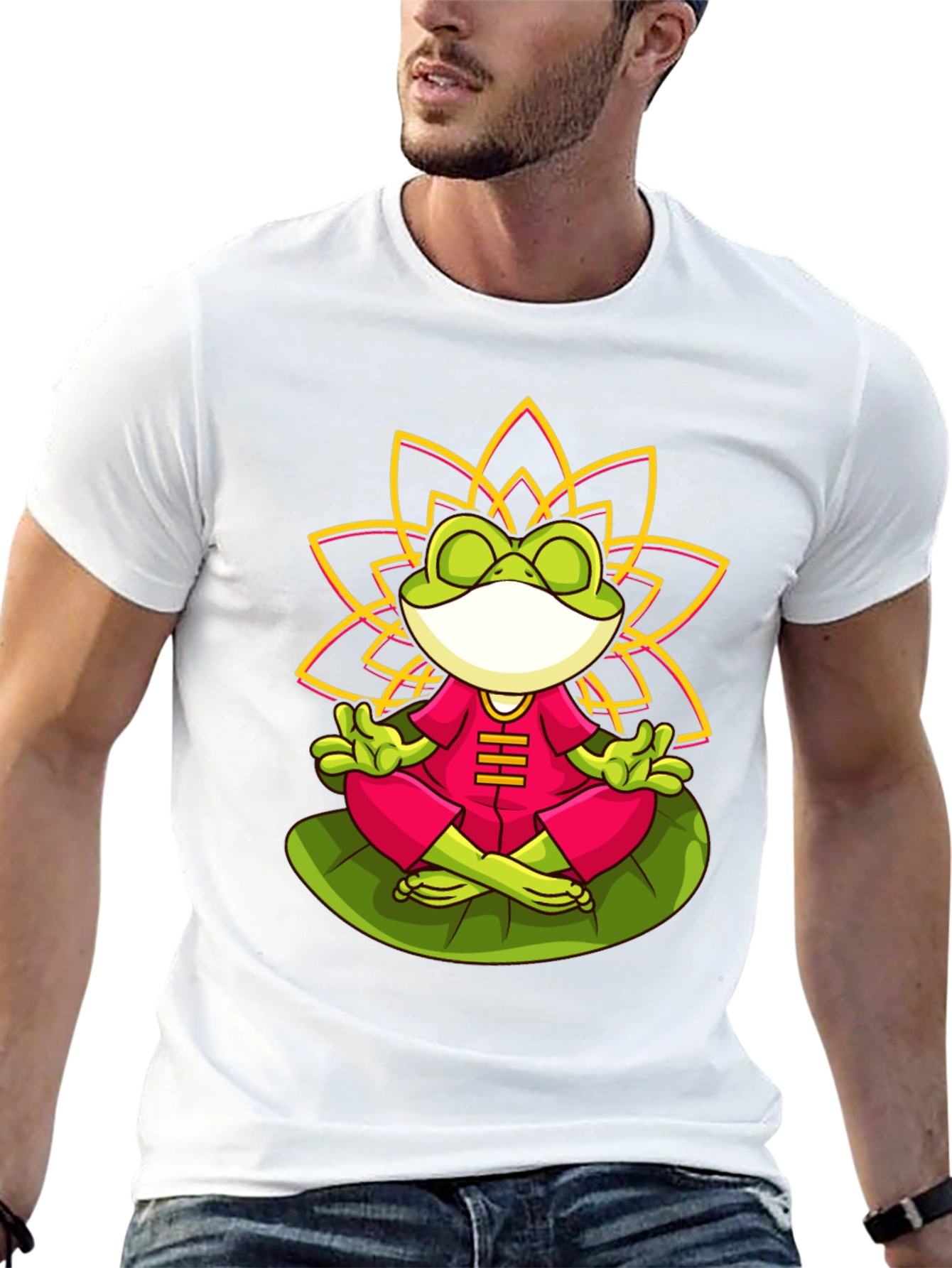 Zen Frog Lotus T-Shirt - Meditating Frog Tee