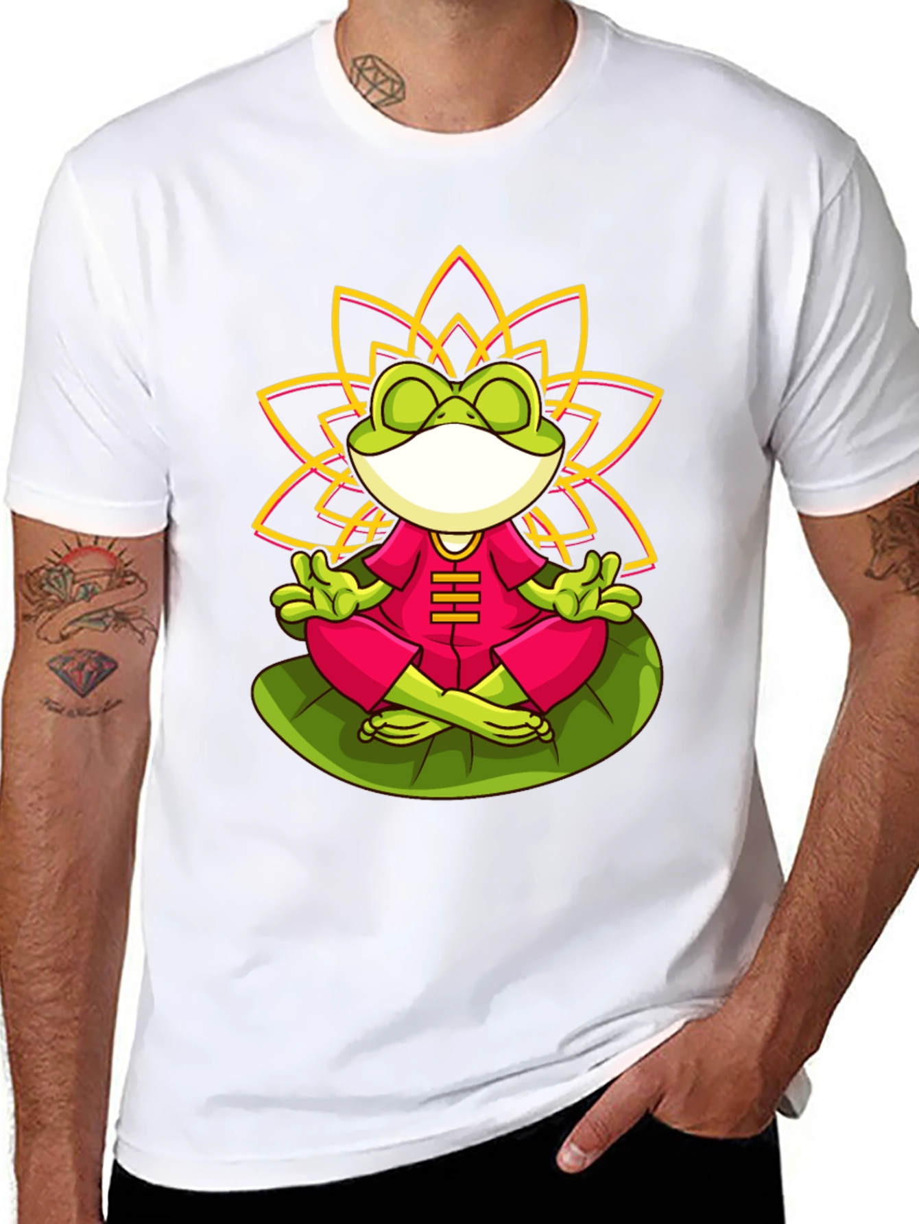 Zen Frog Lotus T-Shirt - Meditating Frog Tee