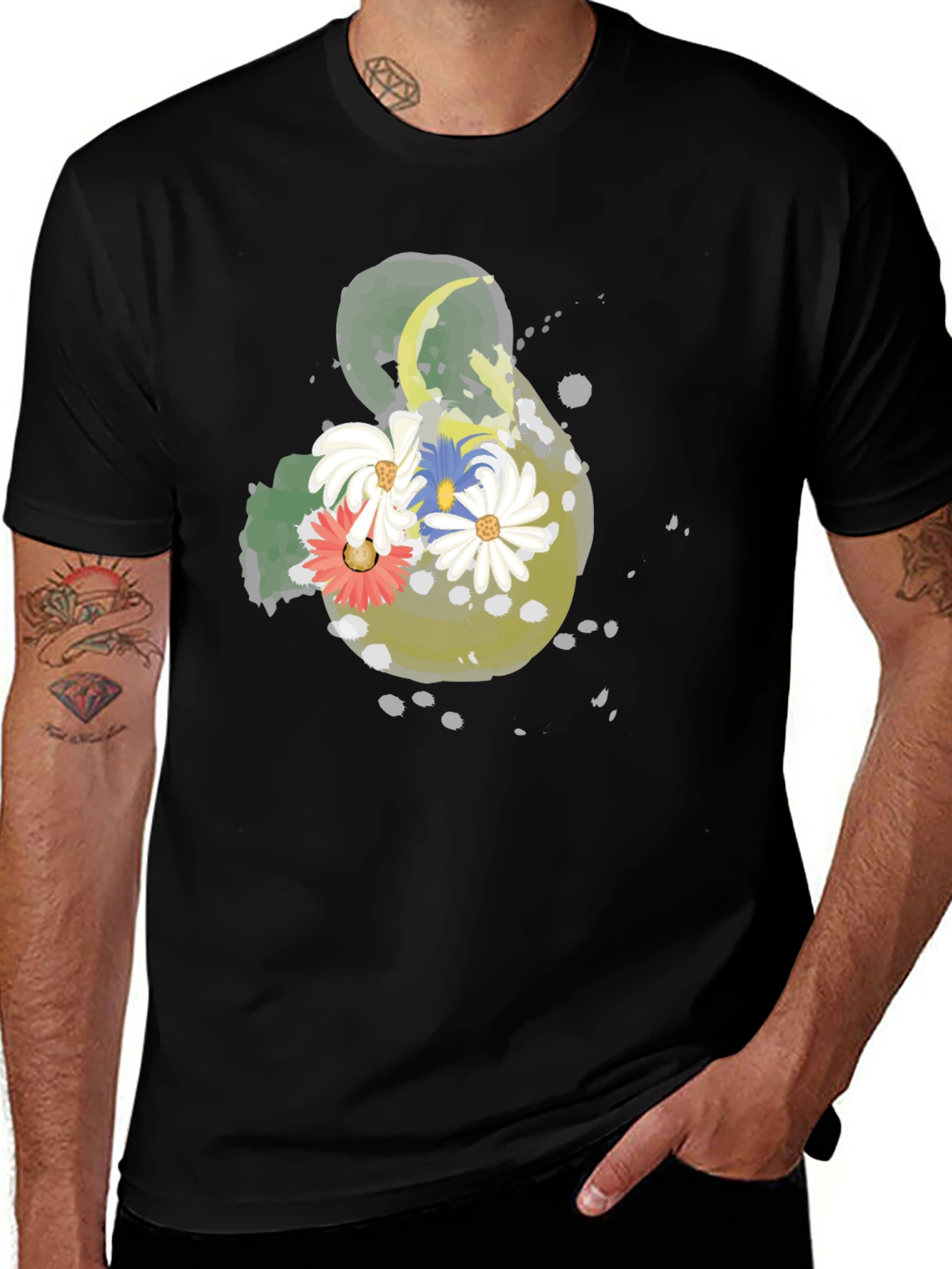 Floral Ampersand T-Shirt - Black Casual Tee