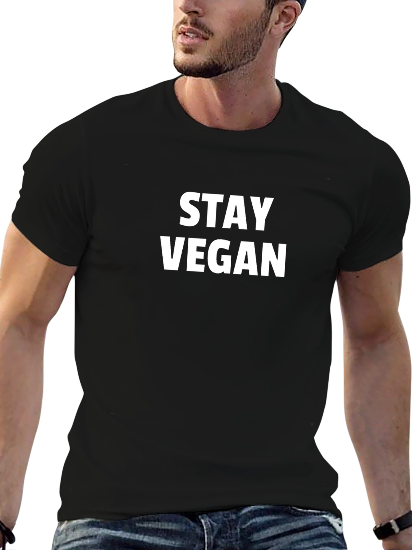 Stay Vegan Black T-Shirt - Stylish & Comfortable
