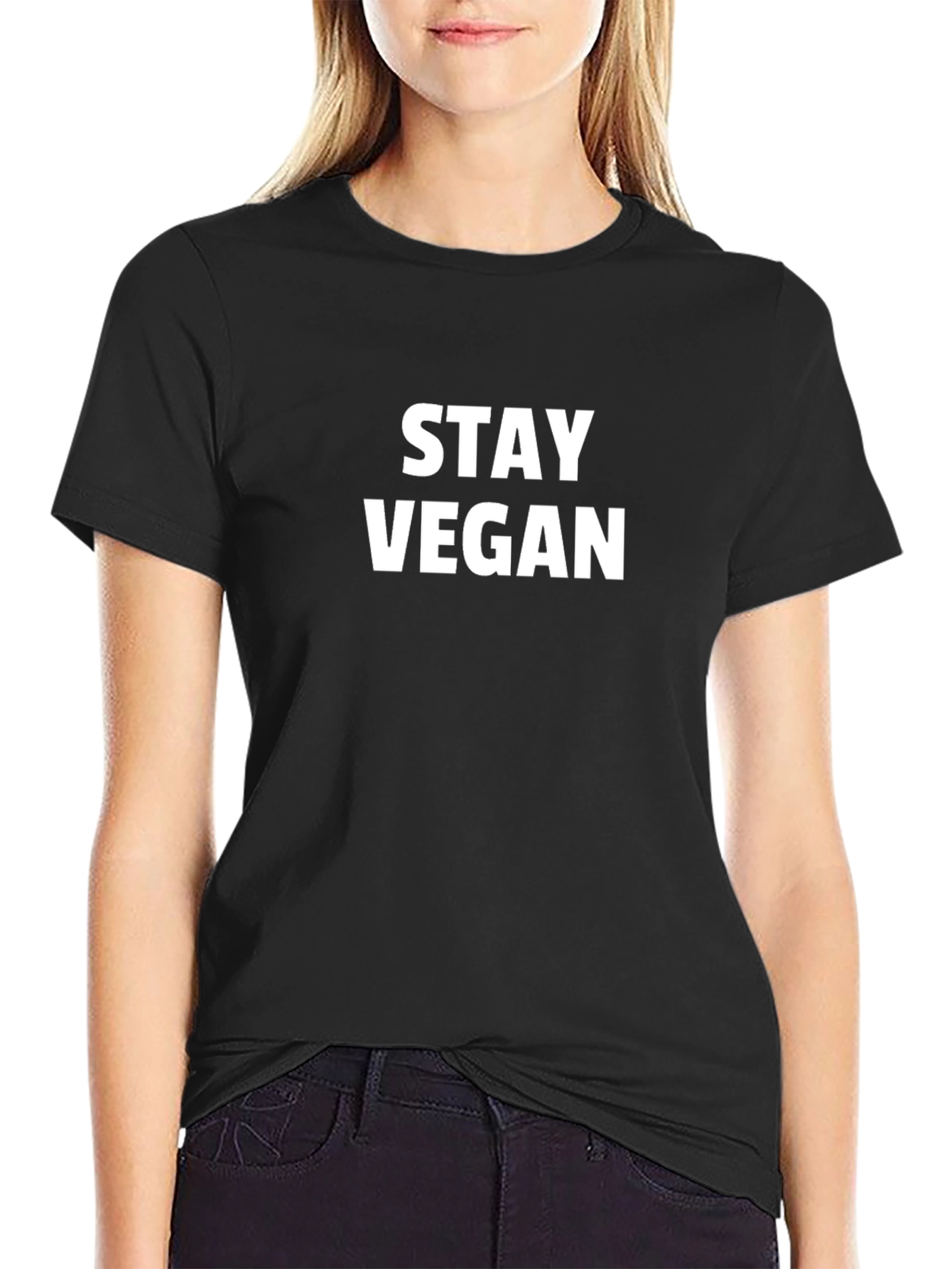 Stay Vegan Black T-Shirt - Stylish & Comfortable