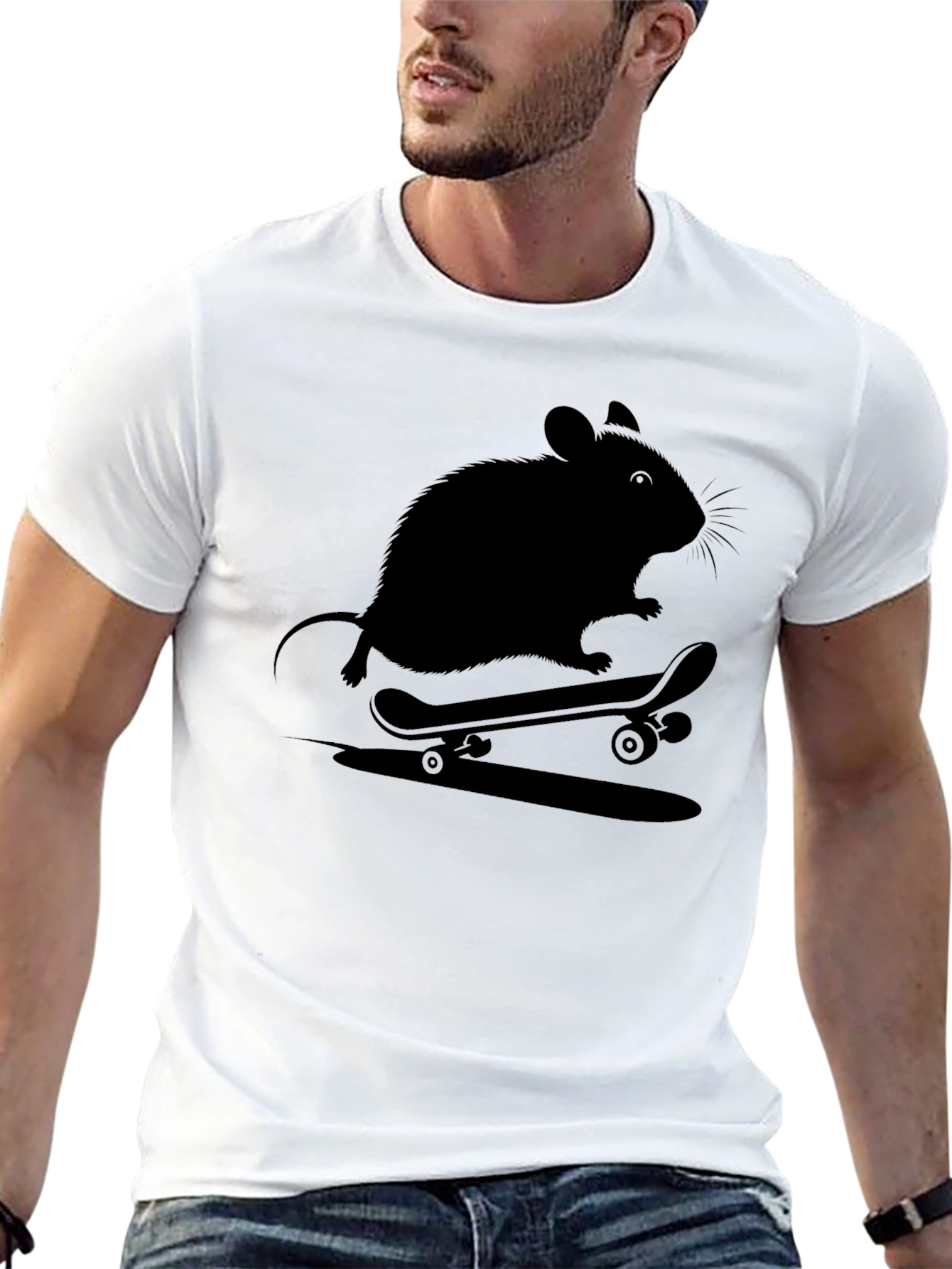 Skateboarding Rat Graphic Tee - Cool Casual Shirt