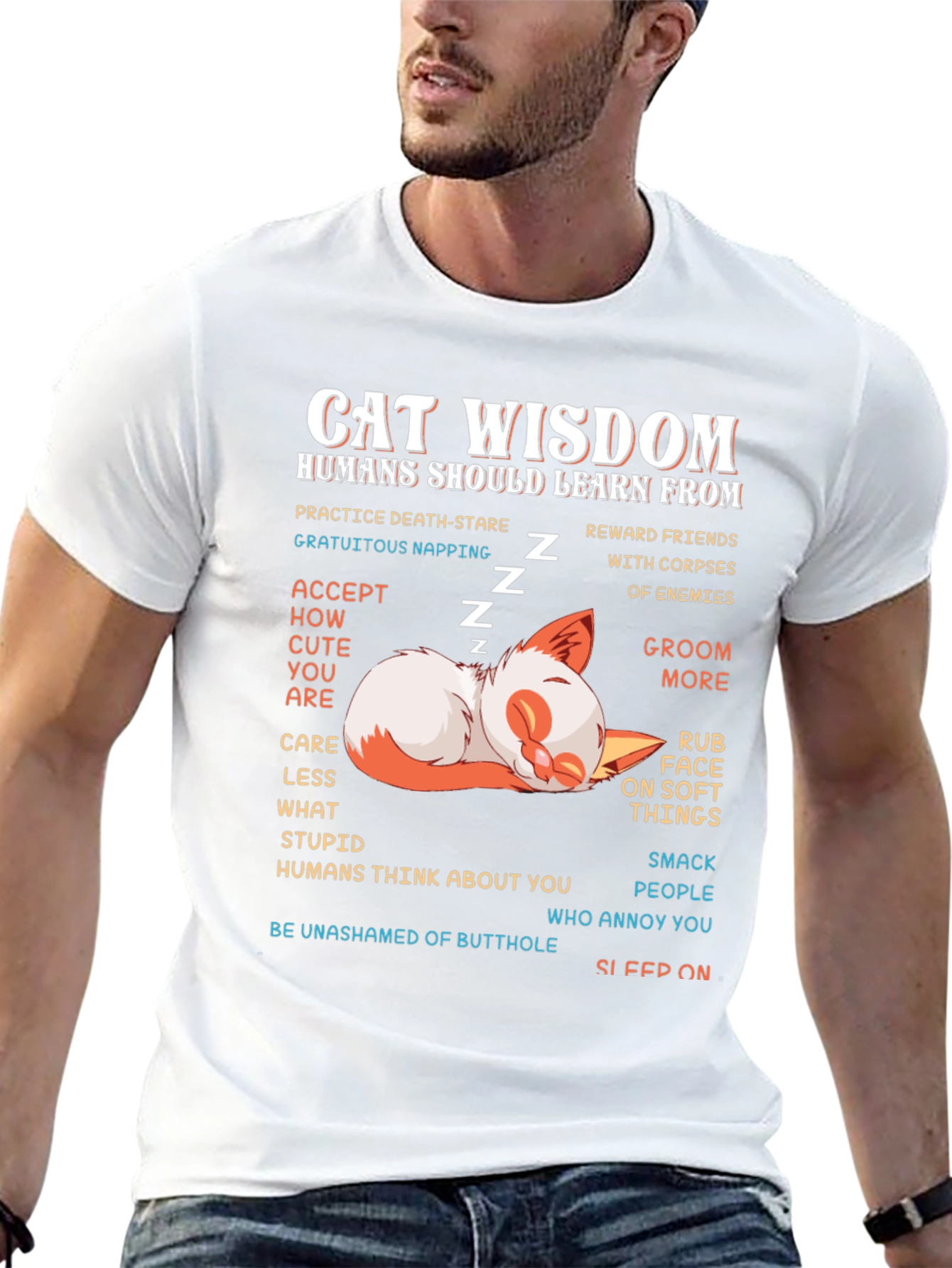 Cat Wisdom Graphic Tee - Learn From Cats!