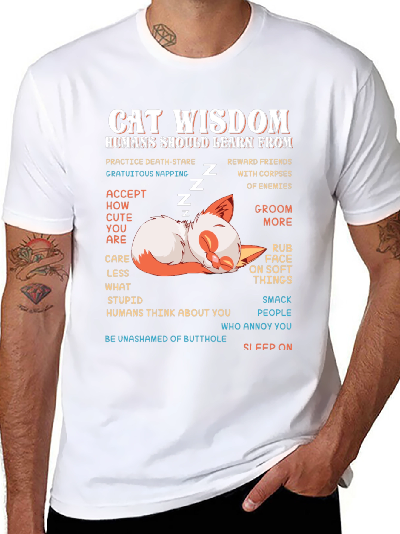 Cat Wisdom Graphic Tee - Learn From Cats!