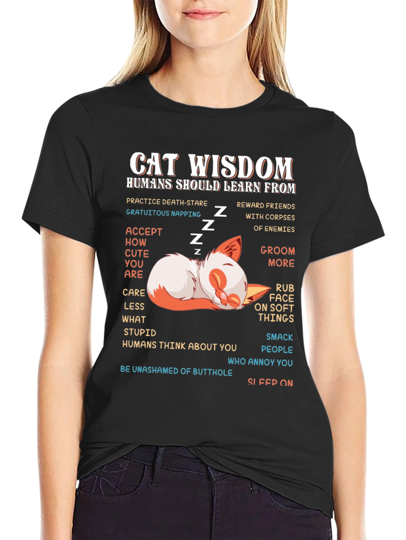 Cat Wisdom Graphic Tee - Learn From Cats!