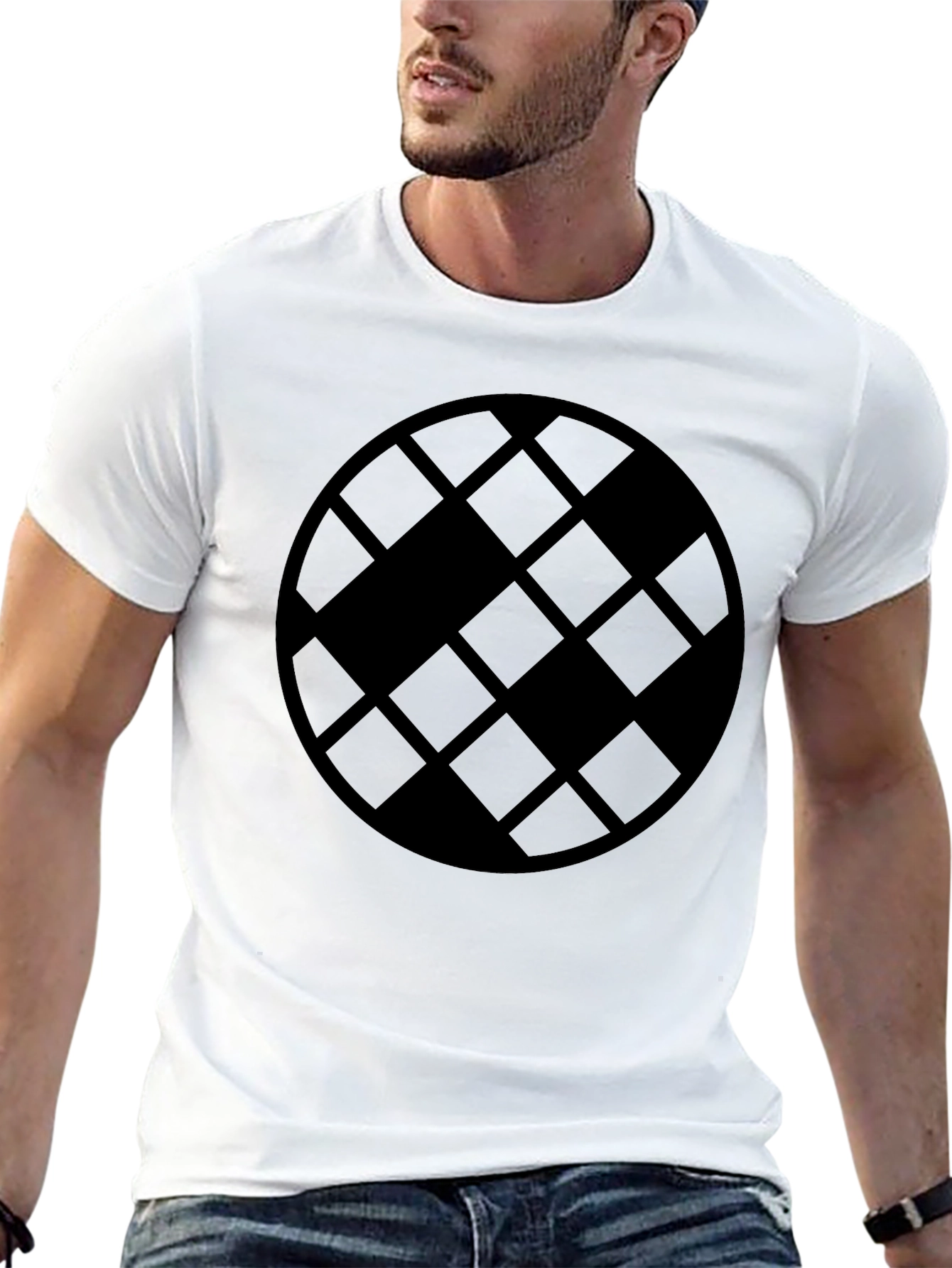 Geometric Patterned Black T-Shirt