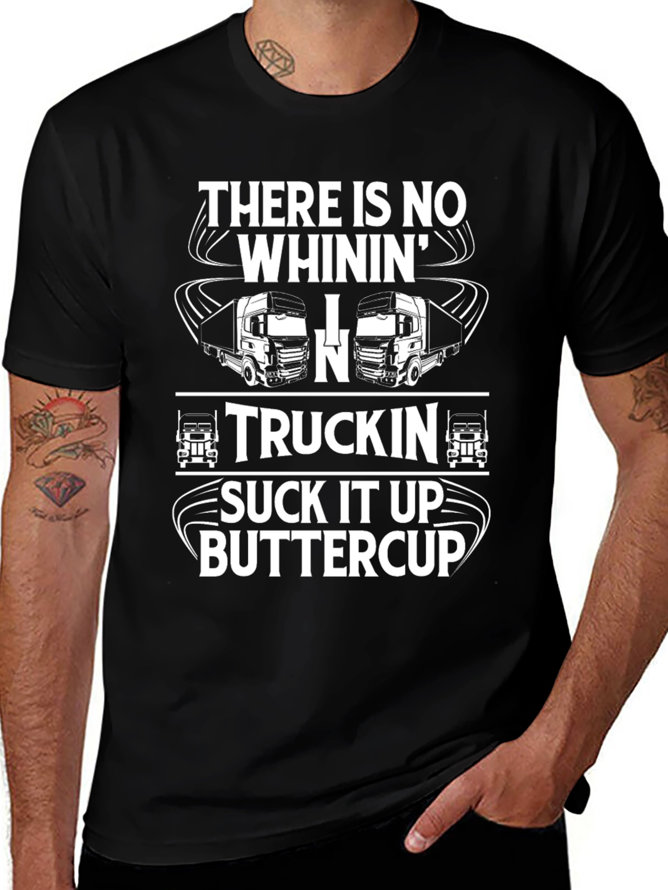 Truckin Suck It Up Buttercup Black T-Shirt
