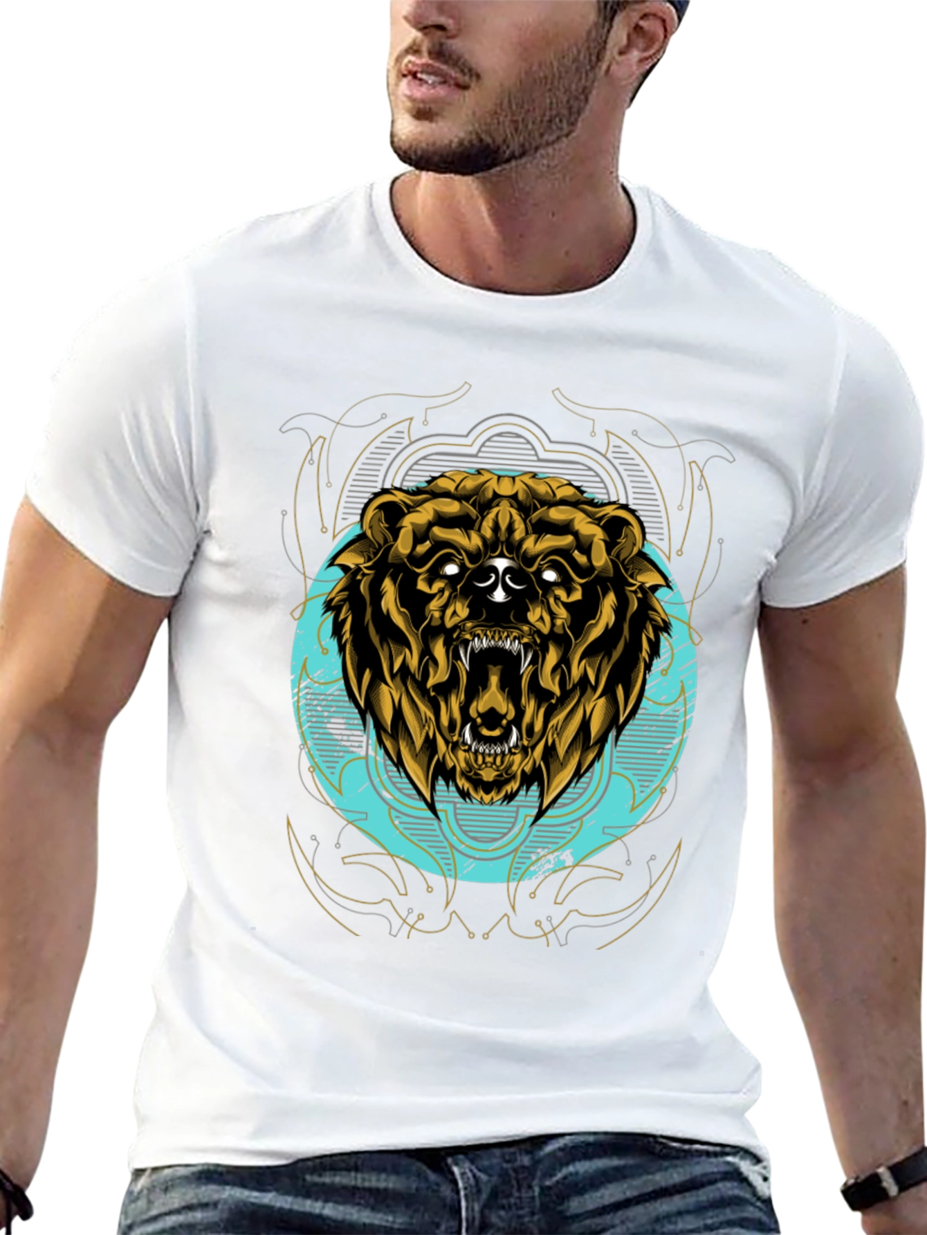 Grizzly Bear Graphic Tee - Mens Black T-Shirt