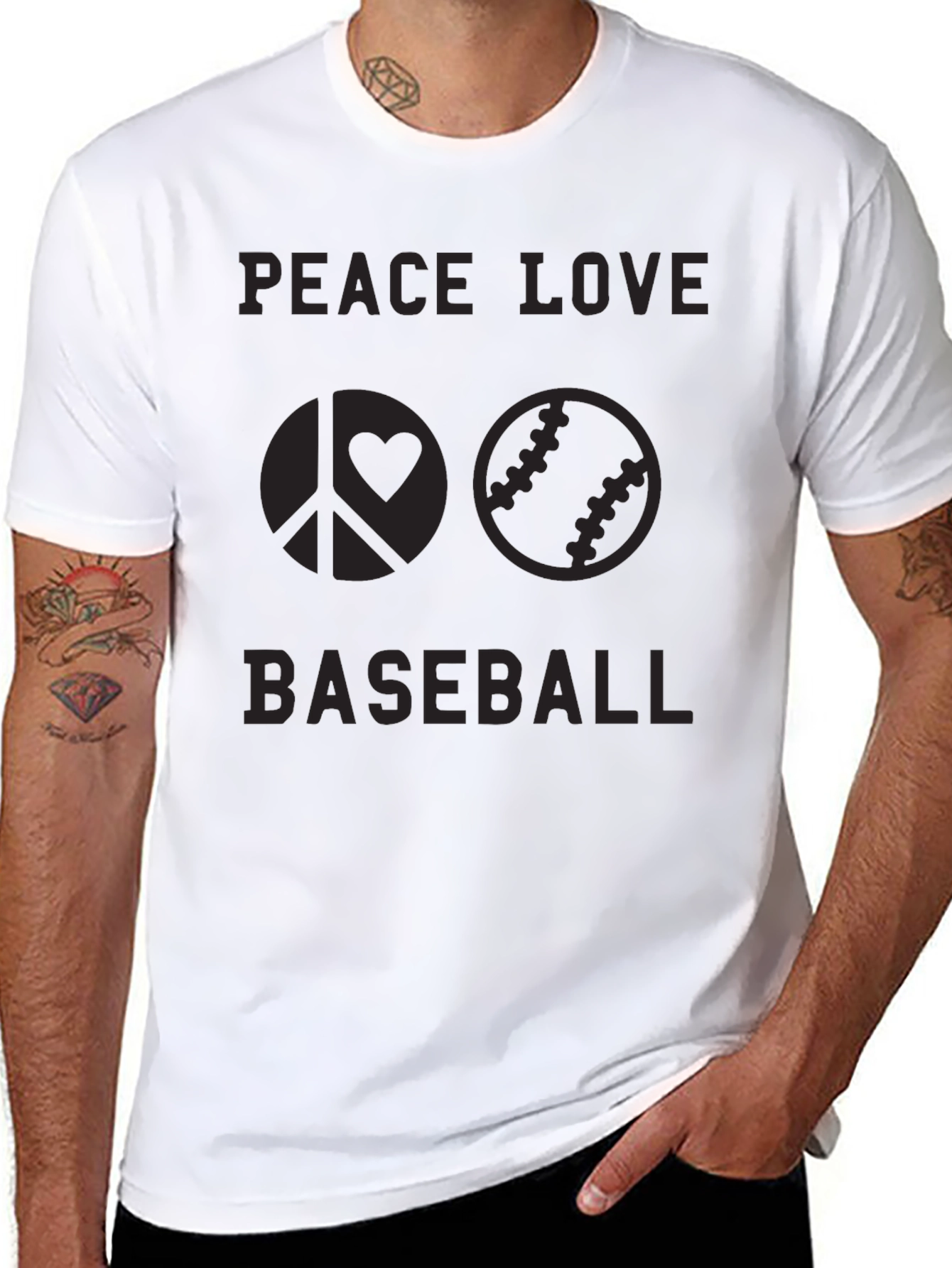 Peace Love Baseball Graphic Tee - Black