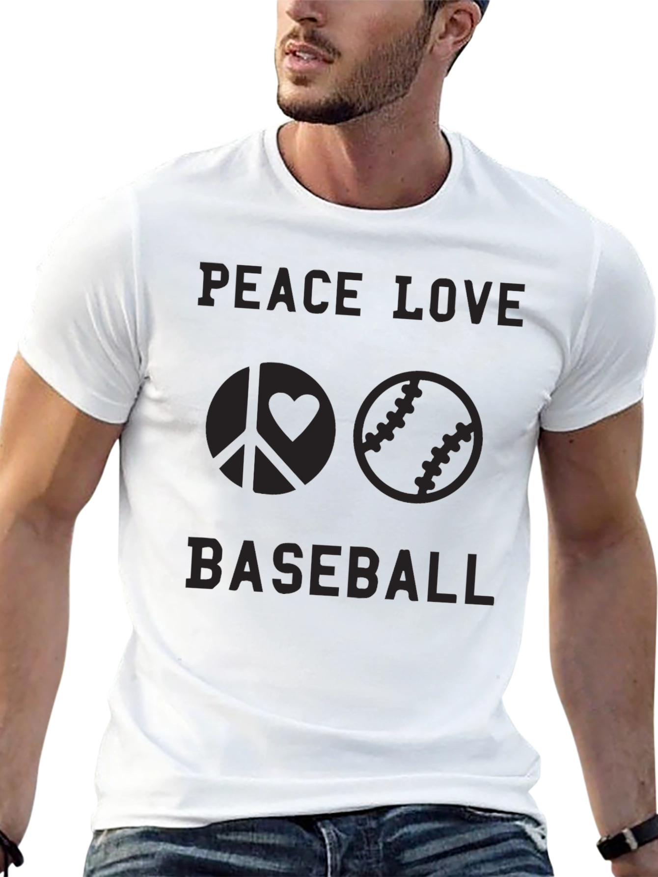 Peace Love Baseball Graphic Tee - Black