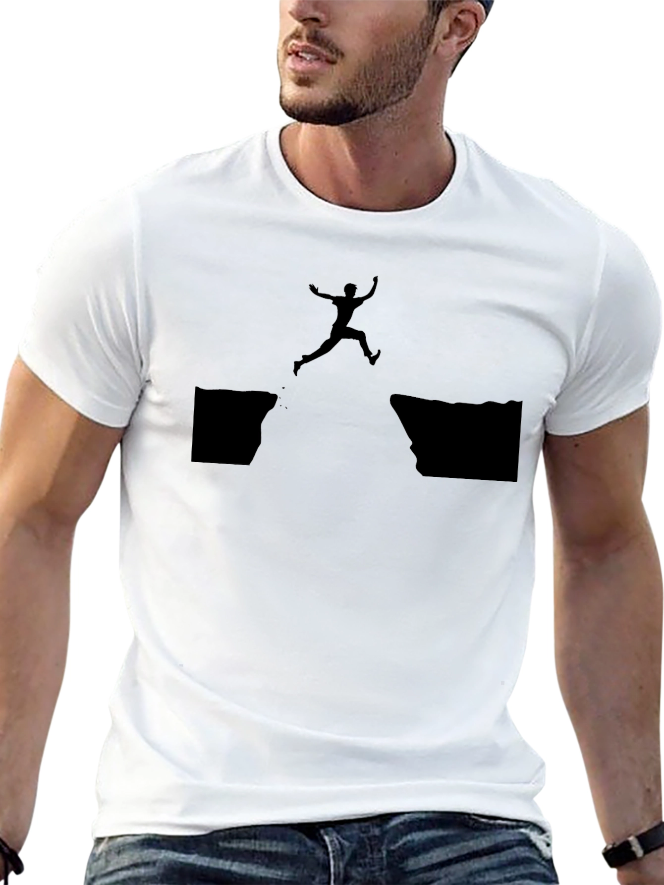 Leap of Faith Graphic Tee - Black Cotton T-Shirt
