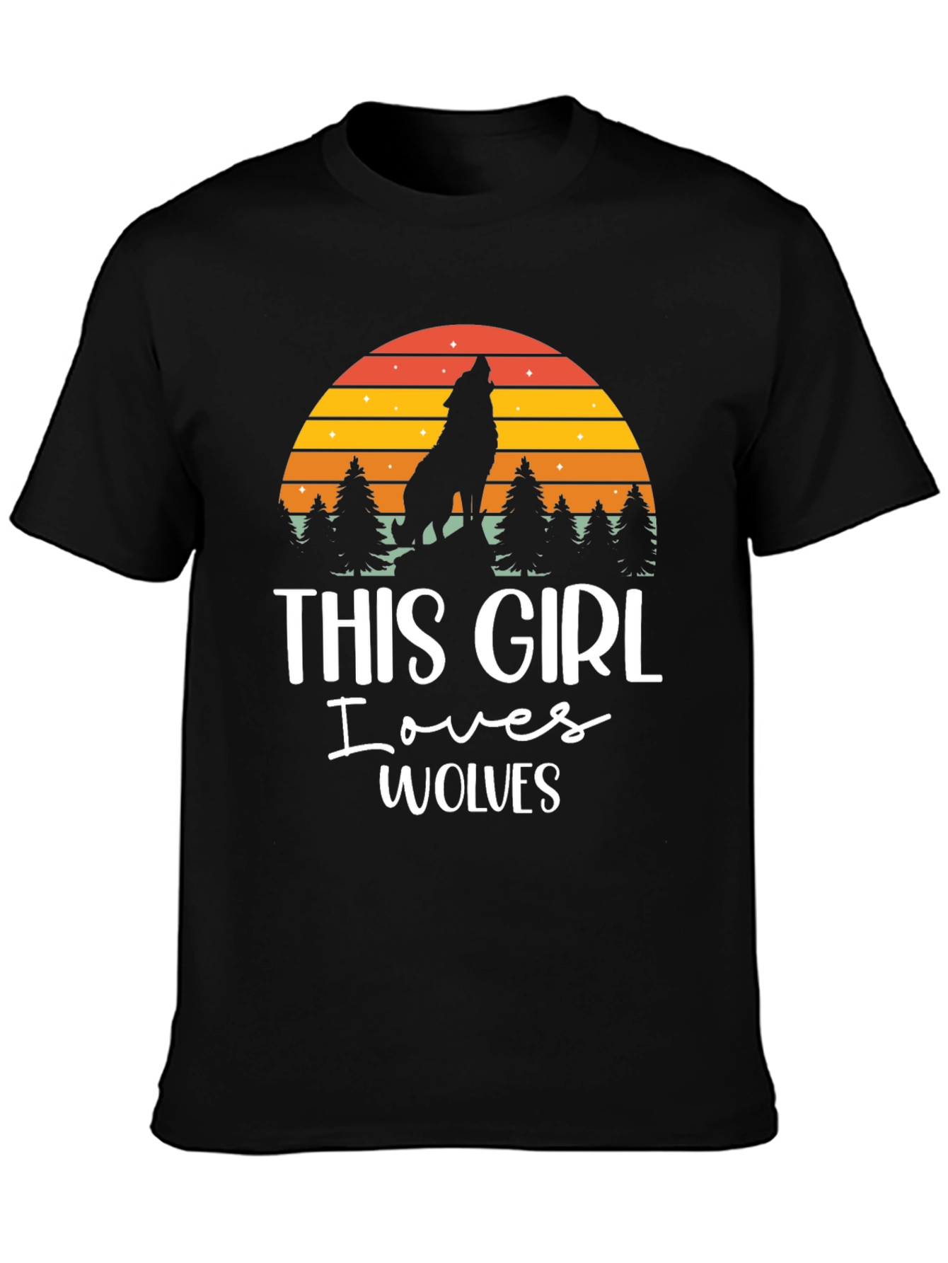 This Girl Loves Wolves Black T-Shirt