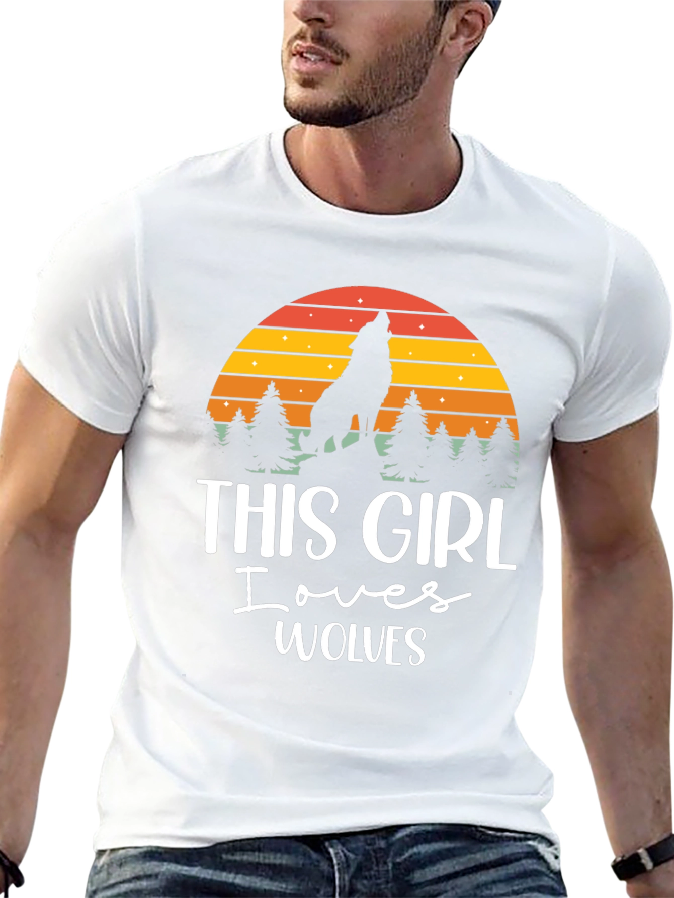 This Girl Loves Wolves Black T-Shirt