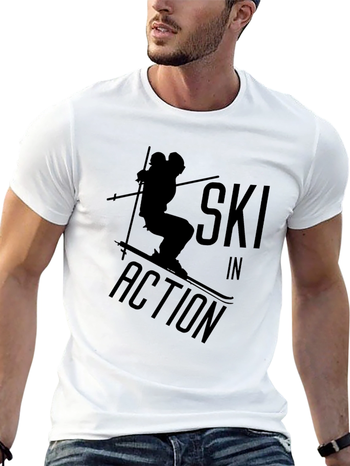 Ski In Action Black Graphic T-Shirt
