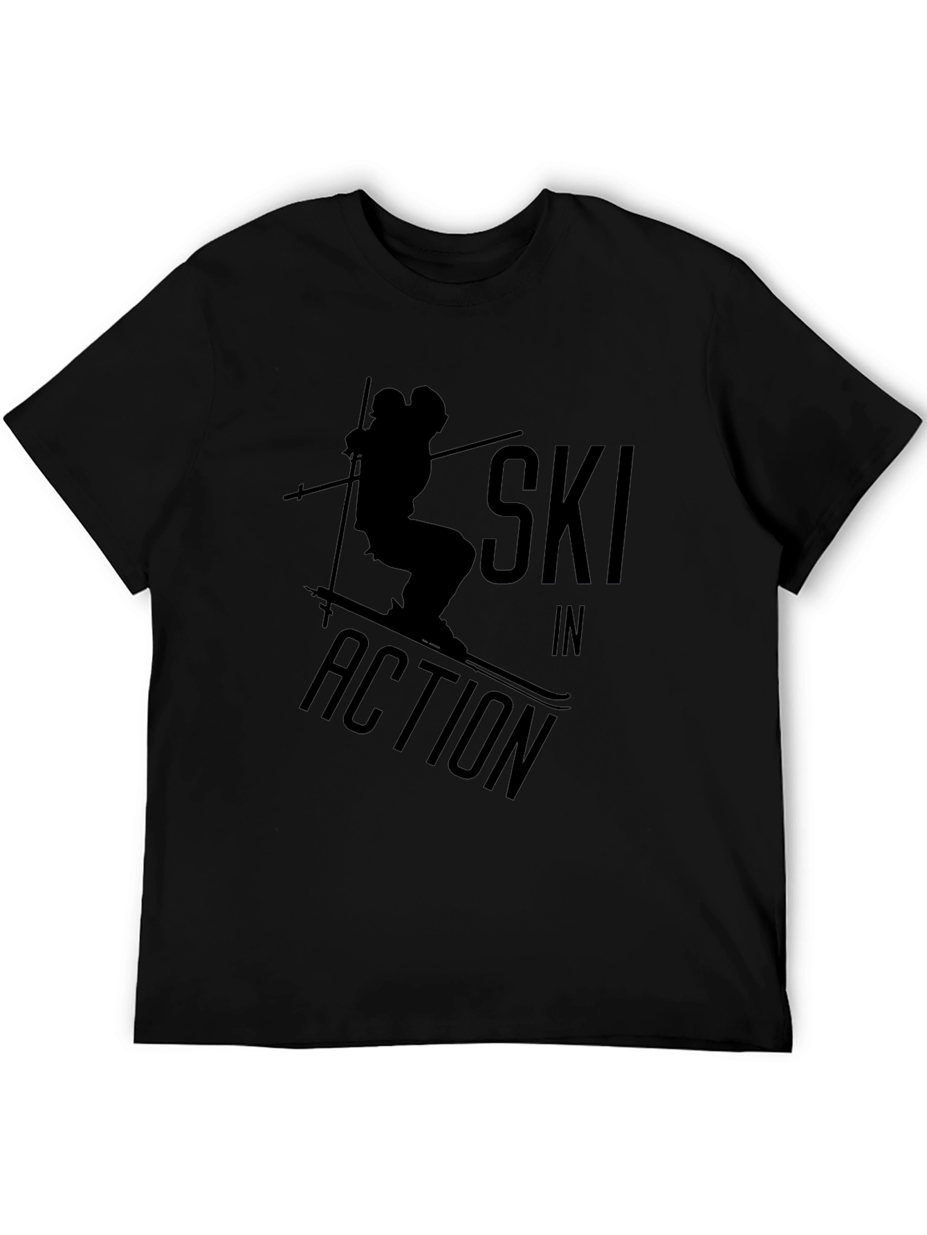 Ski In Action Black Graphic T-Shirt