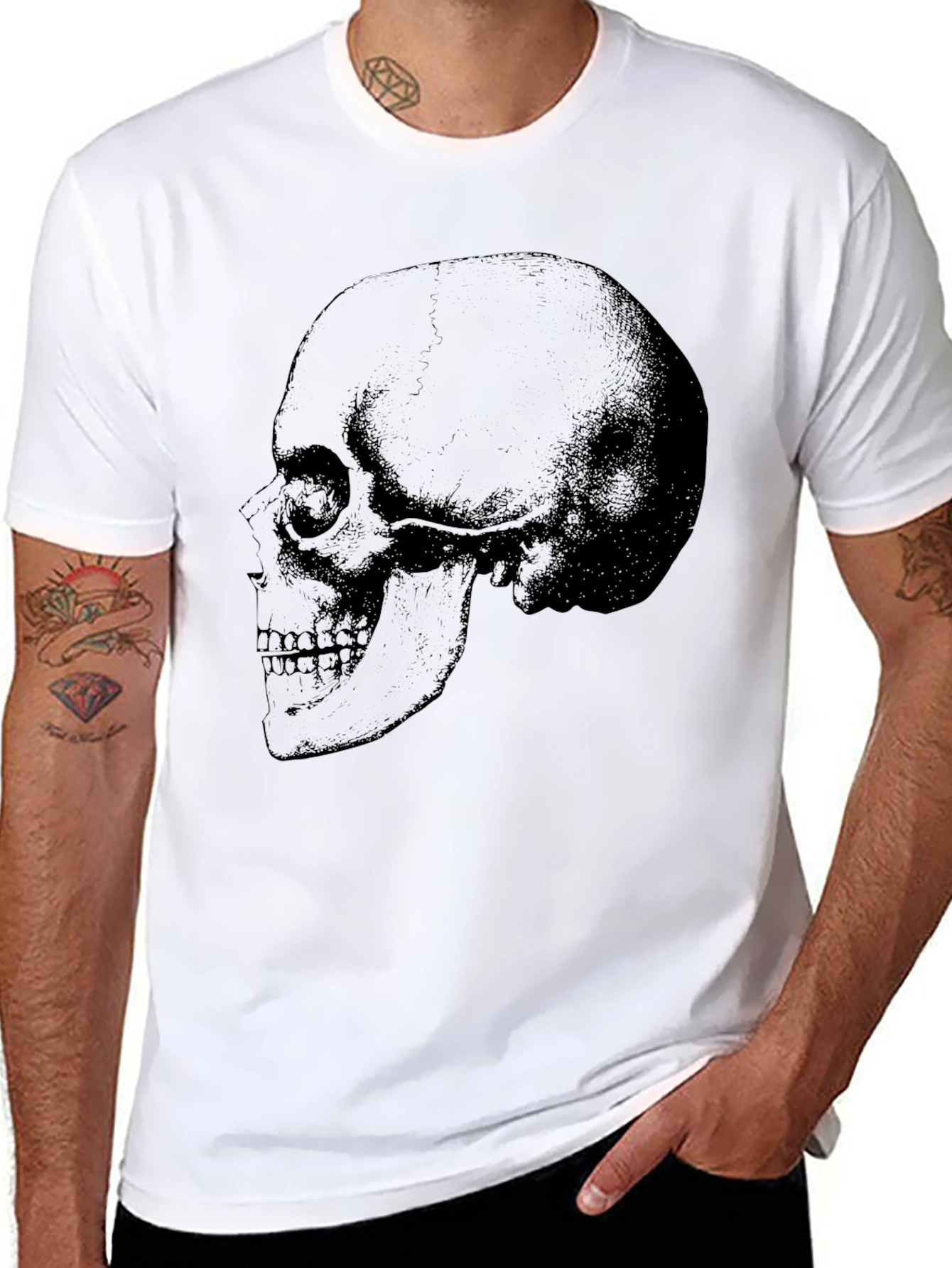 Skull Graphic Tee - Mens Black Cotton T-Shirt