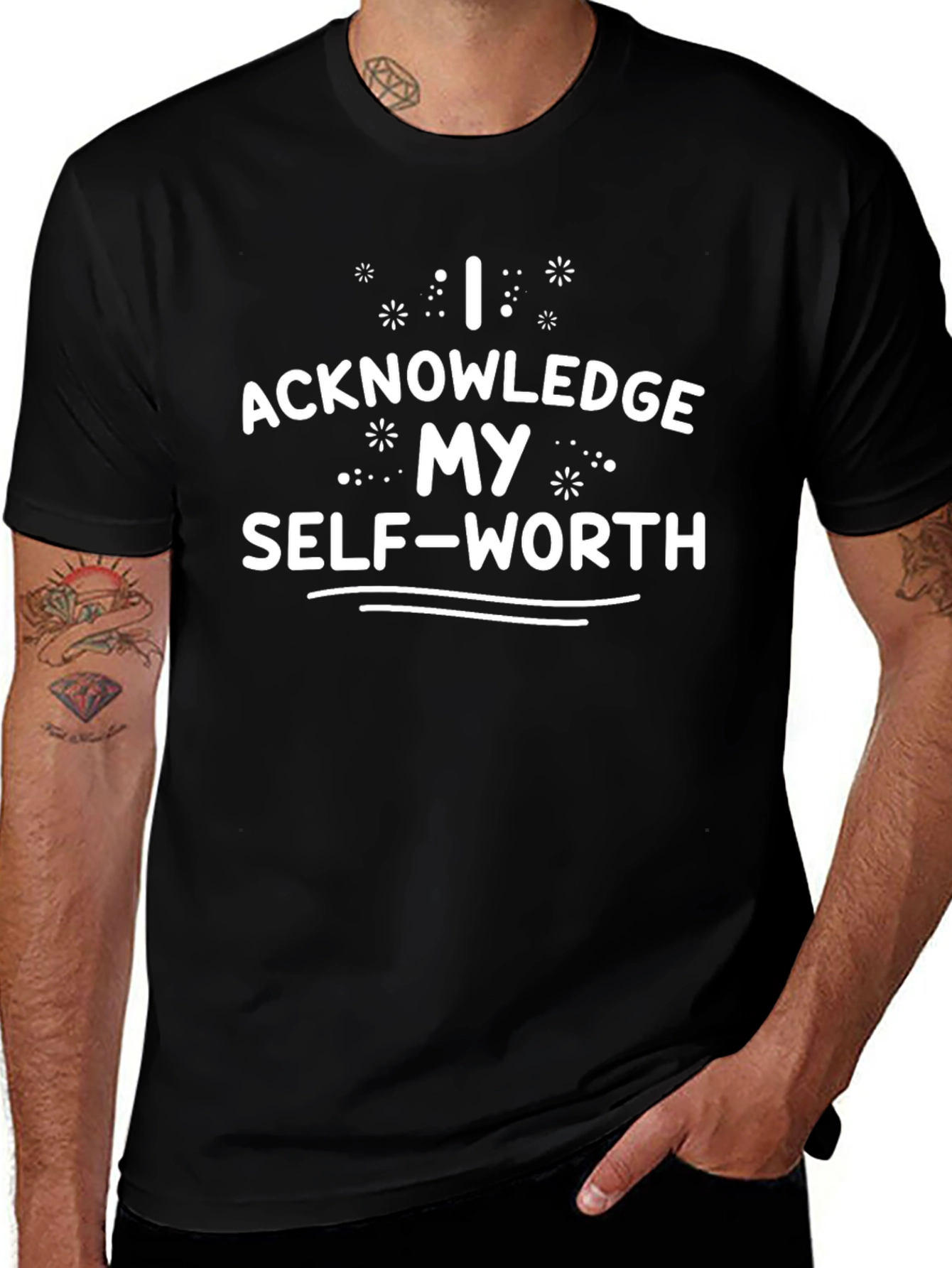 Acknowledge My Self-Worth Black T-Shirt