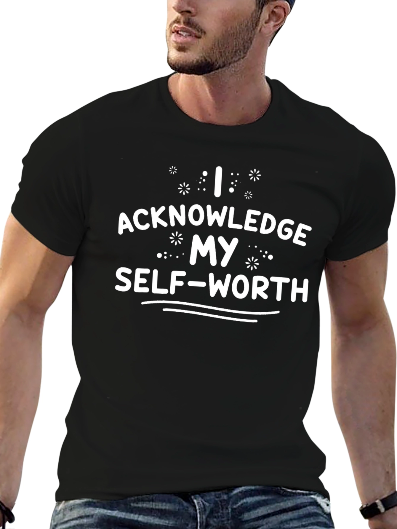 Acknowledge My Self-Worth Black T-Shirt