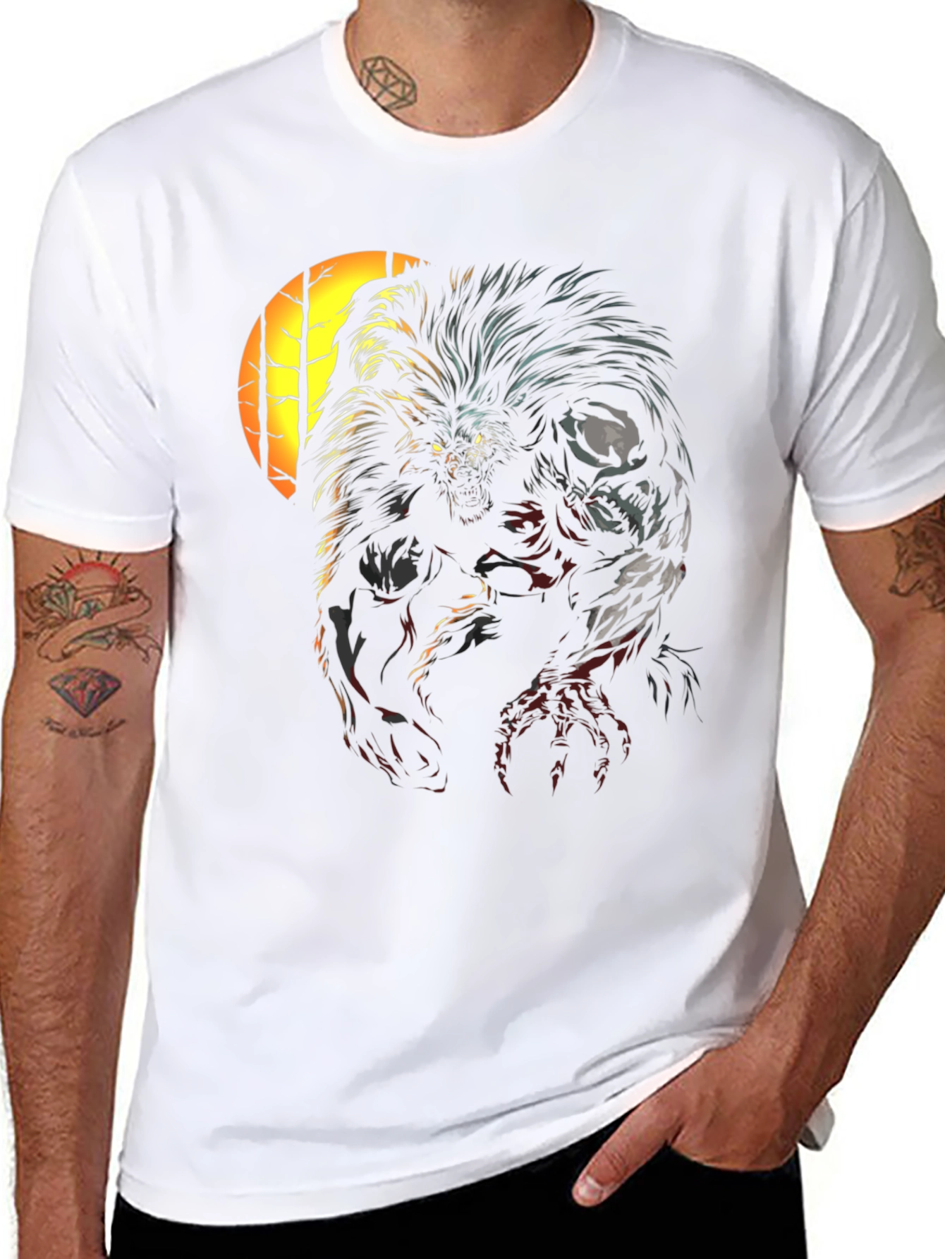 Werewolf Graphic Print Black T-Shirt