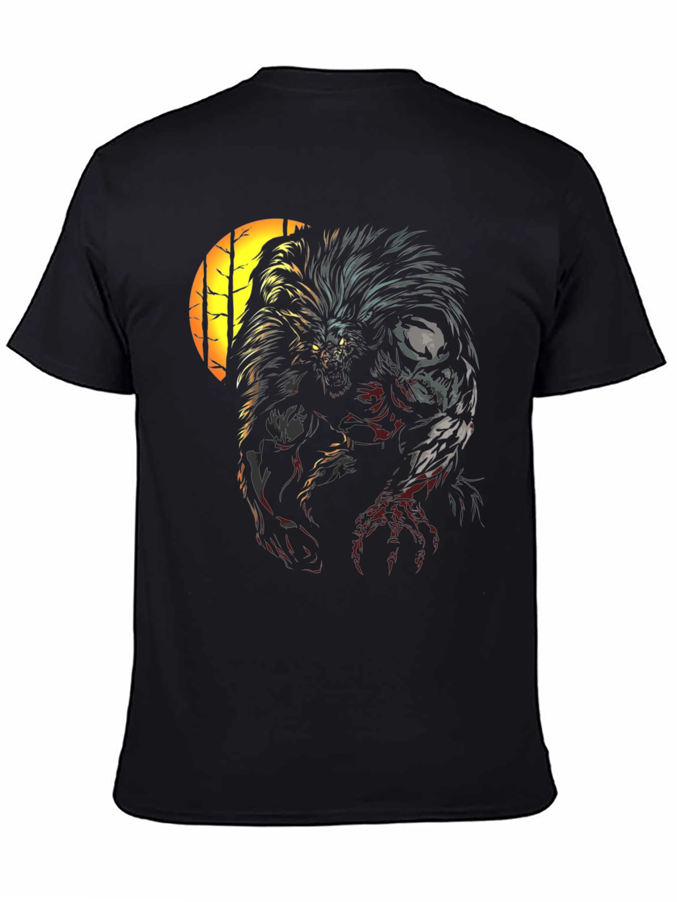Werewolf Graphic Print Black T-Shirt