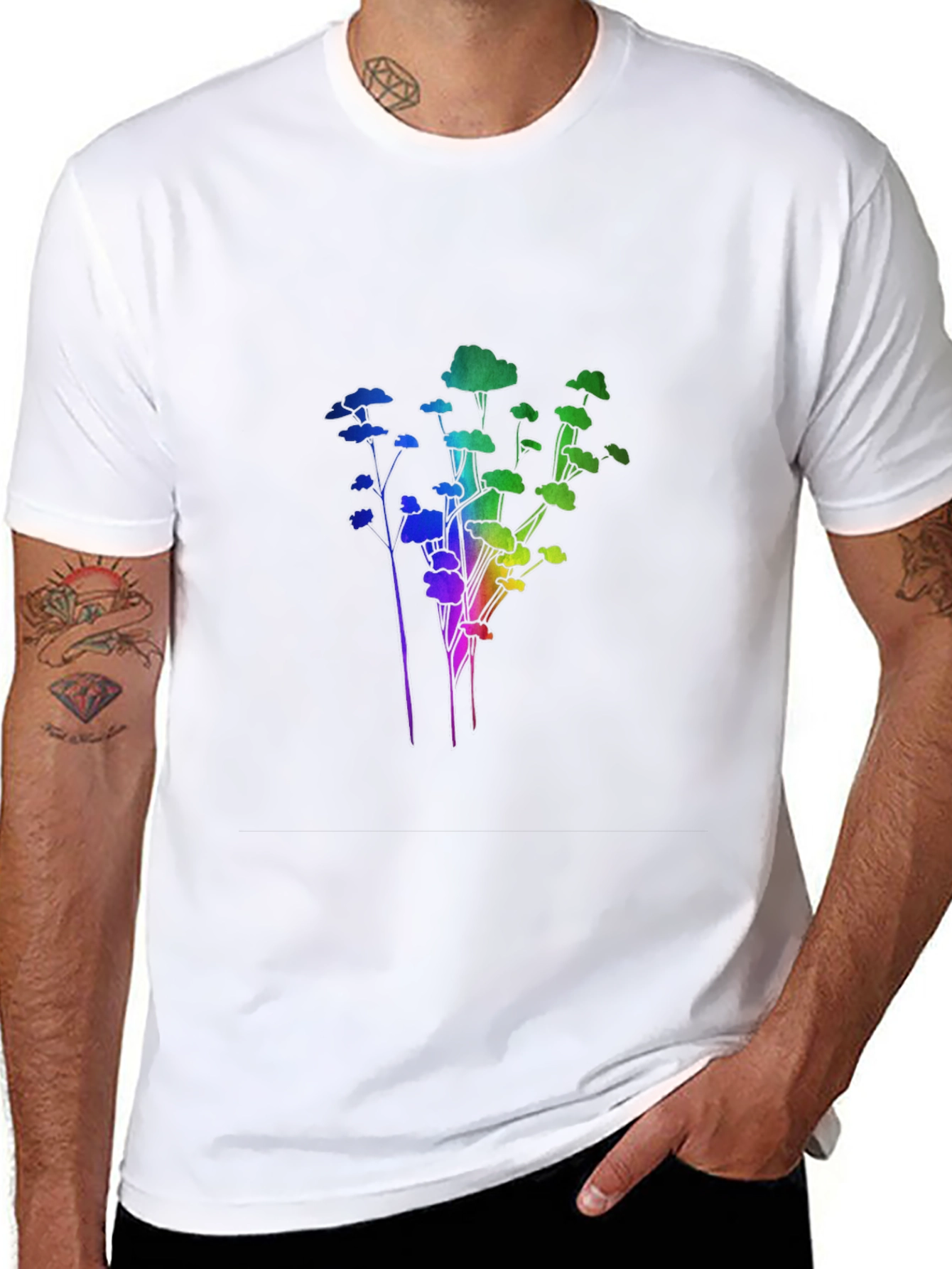 Rainbow Trees Black T-Shirt