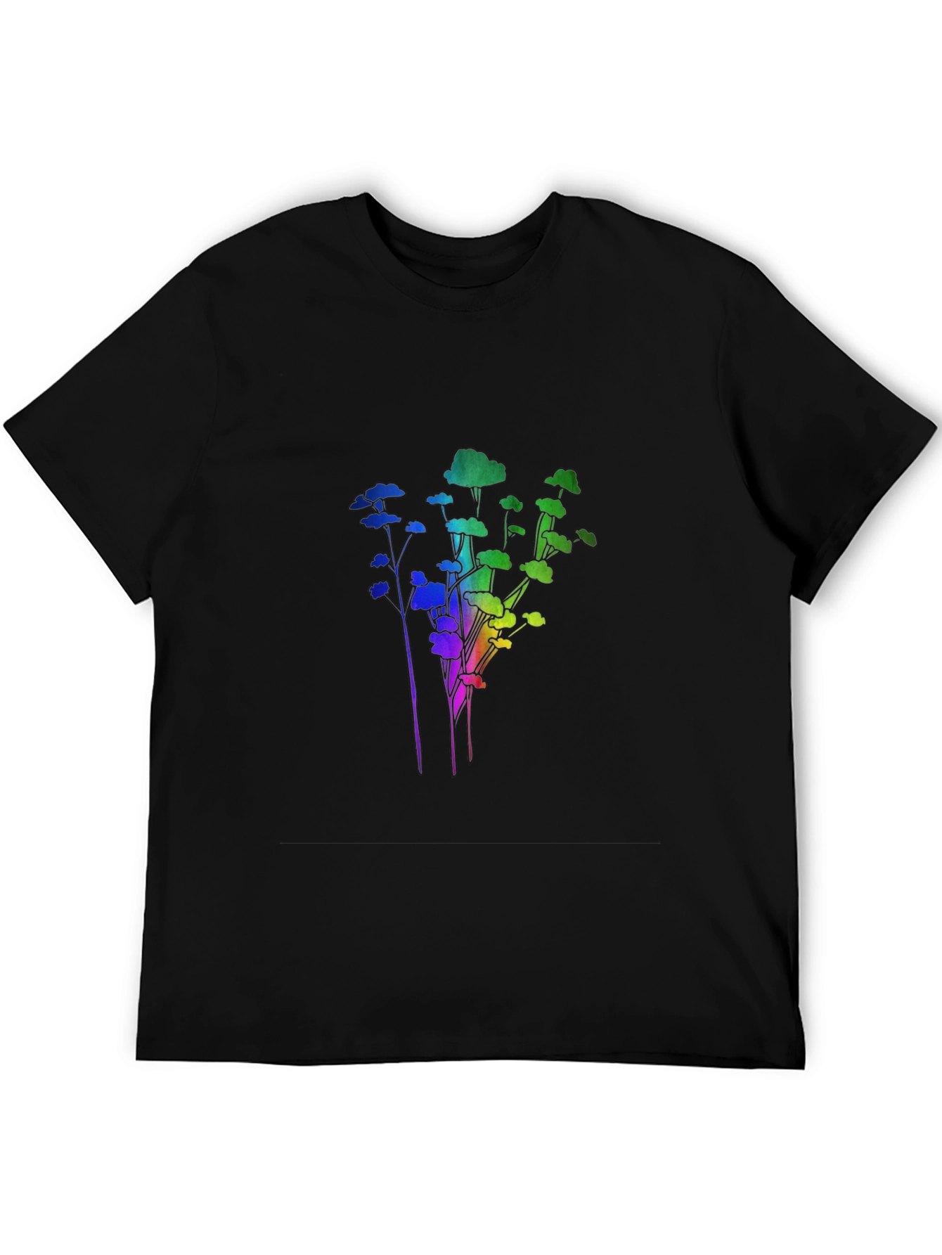 Rainbow Trees Black T-Shirt