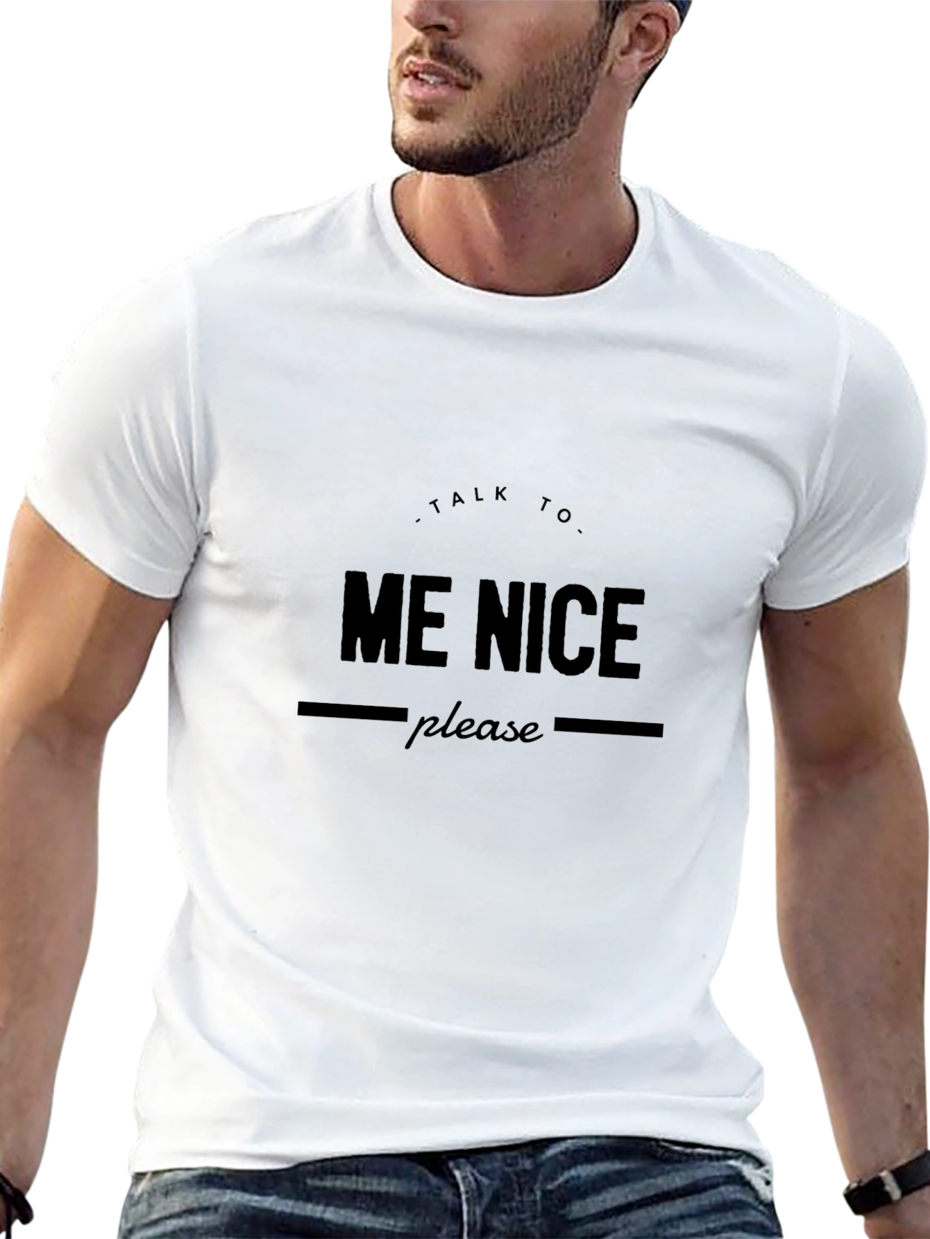 Talk To Me Nice Black Tee