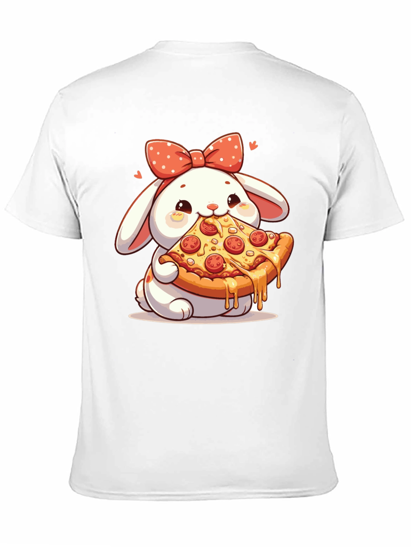 Cute Bunny Pizza Lover Black T-Shirt