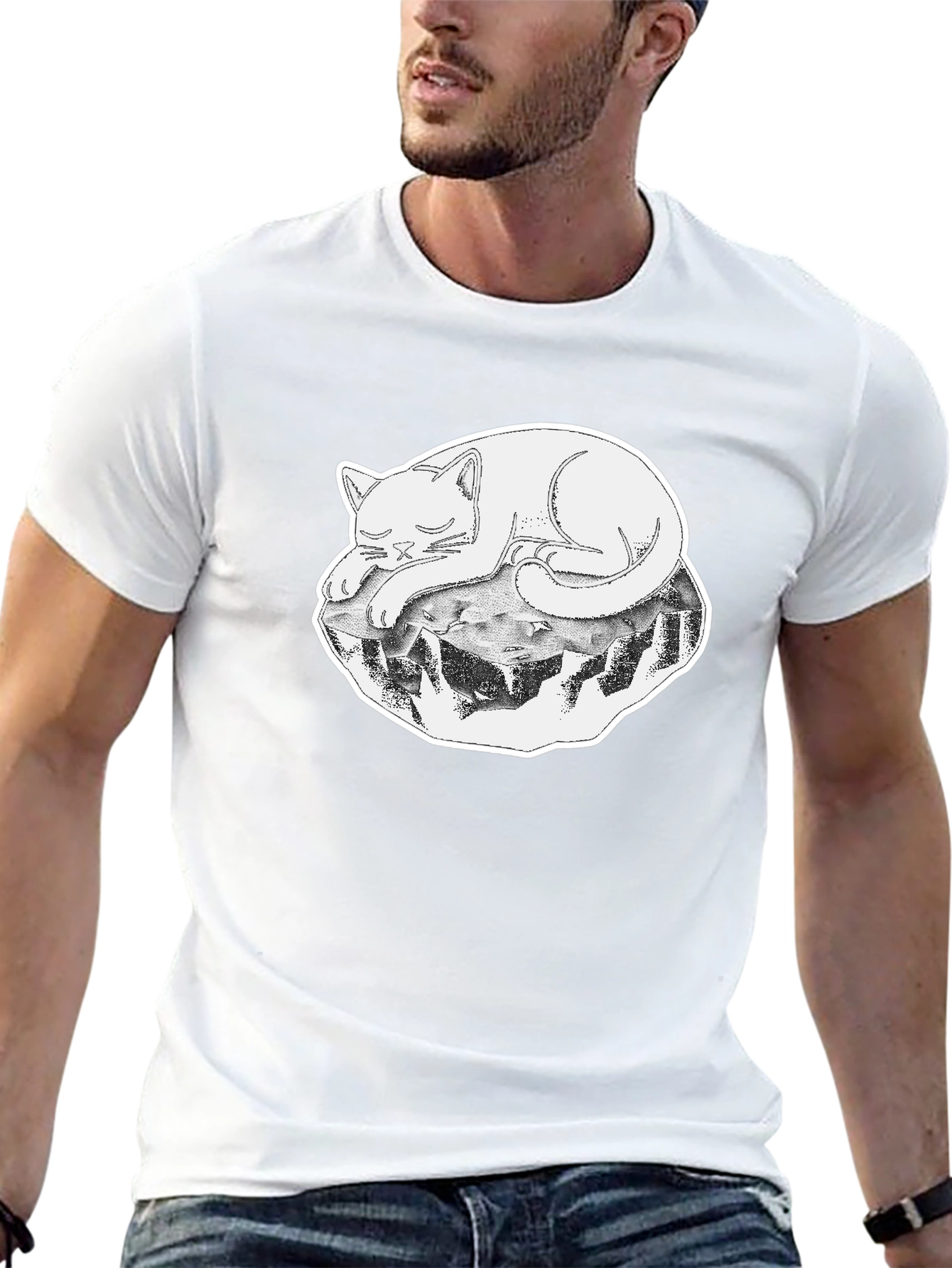 Cool Cat on a Rock Graphic Tee