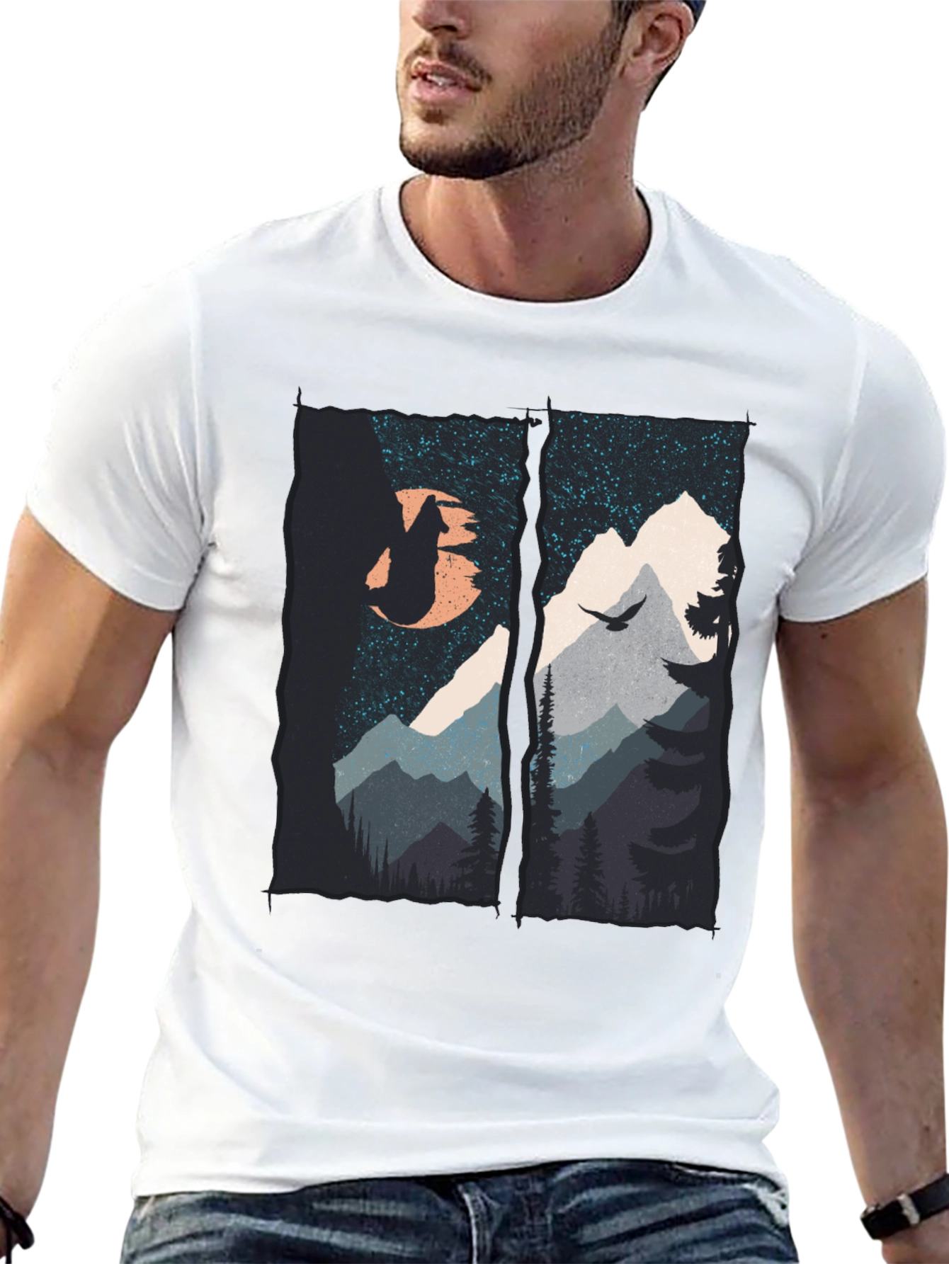 Mountain Wolf Graphic T-Shirt - Black