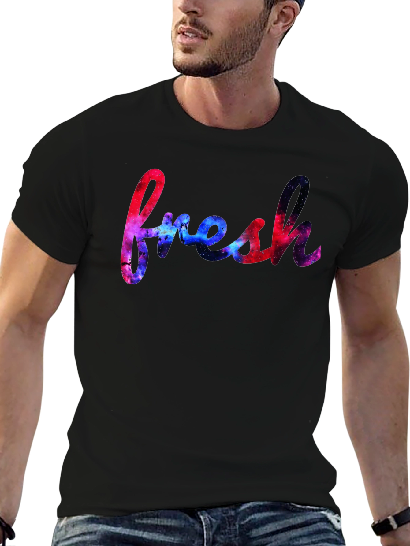 Fresh Graphic Tee - Galaxy Design Black T-Shirt
