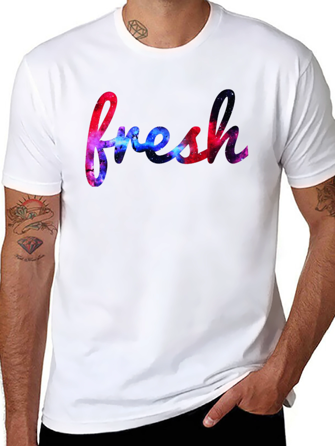 Fresh Graphic Tee - Galaxy Design Black T-Shirt