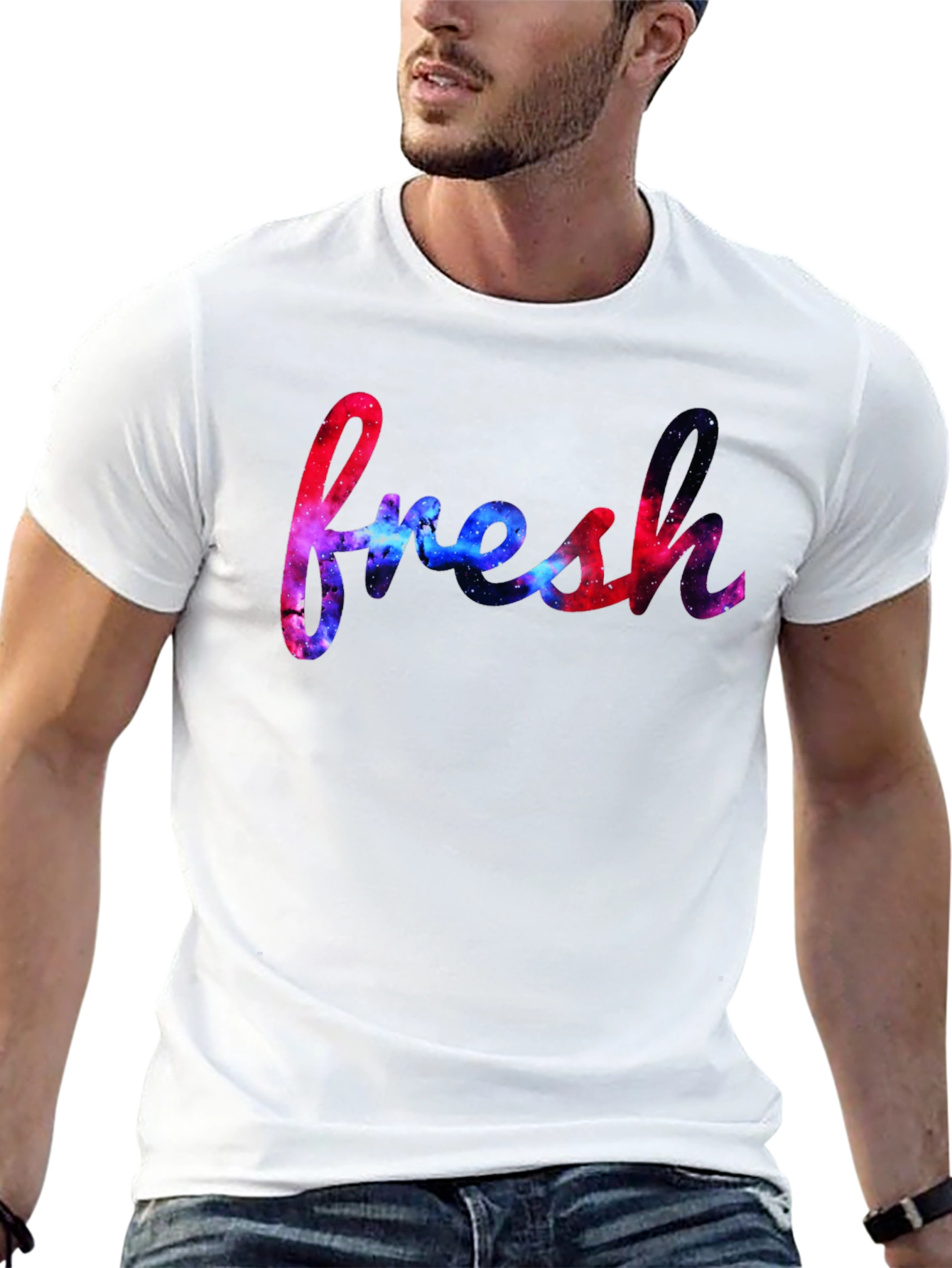 Fresh Graphic Tee - Galaxy Design Black T-Shirt