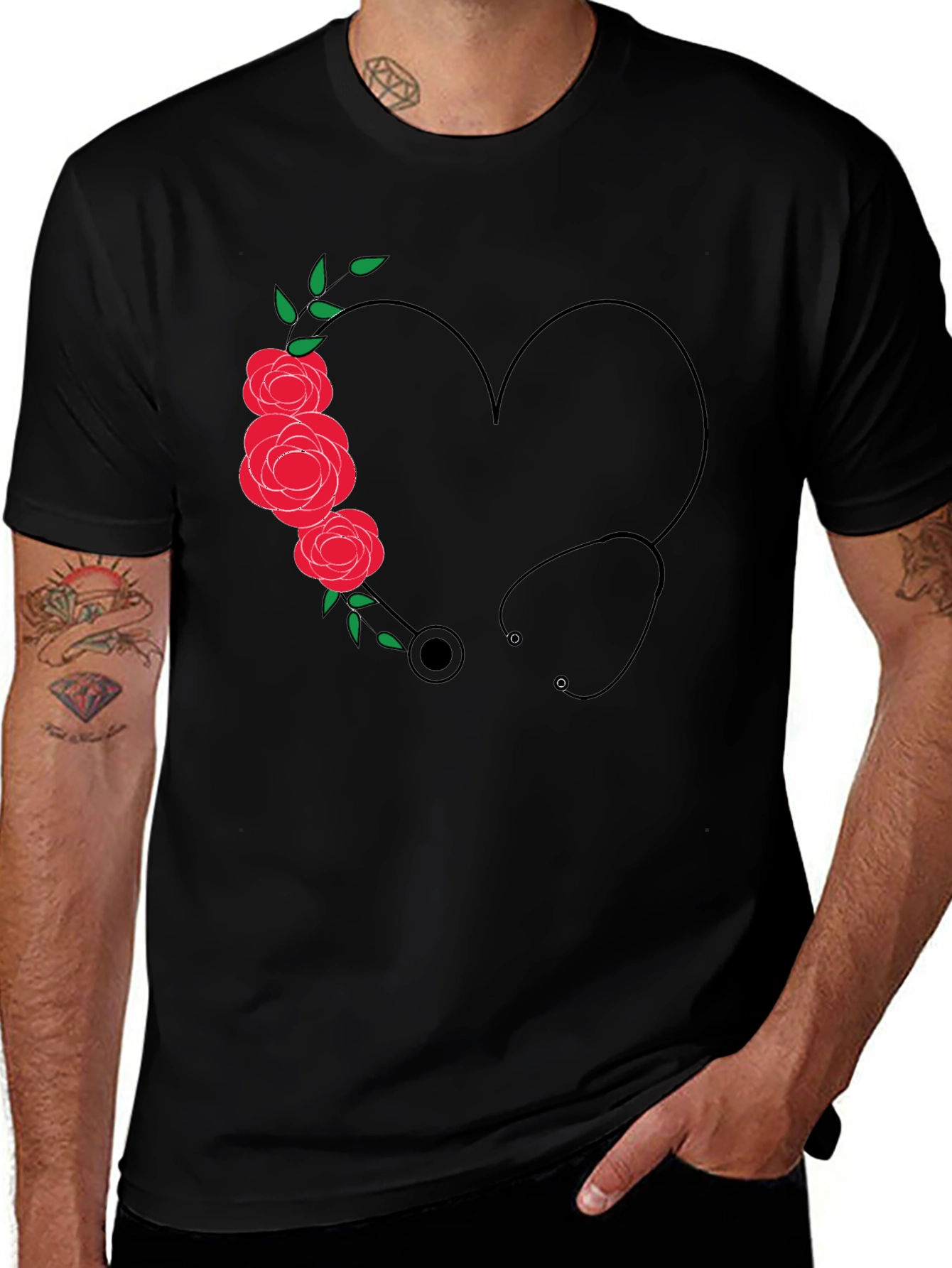Nurse Heart Stethoscope Graphic T-Shirt