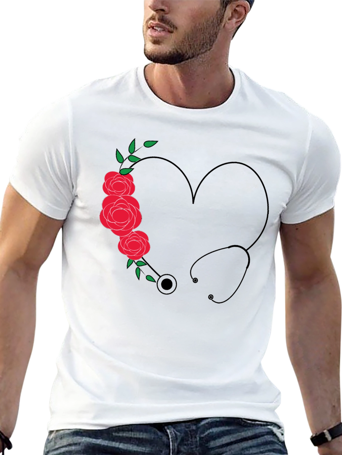 Nurse Heart Stethoscope Graphic T-Shirt