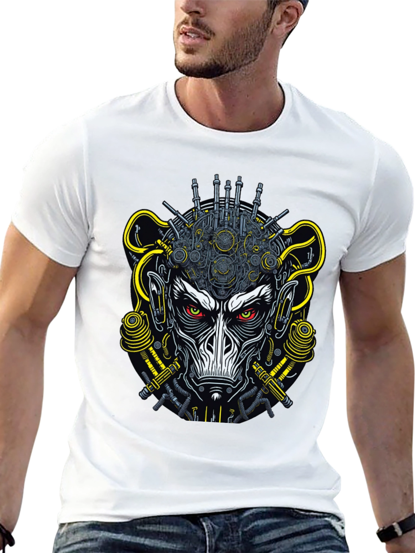 Cyberpunk Monkey Graphic Tee - Futuristic Style