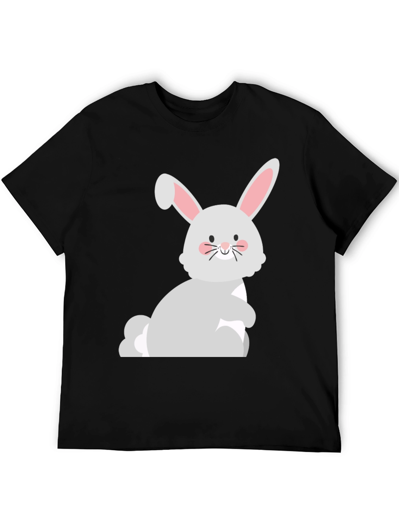 Cute Easter Bunny Graphic Black T-Shirt
