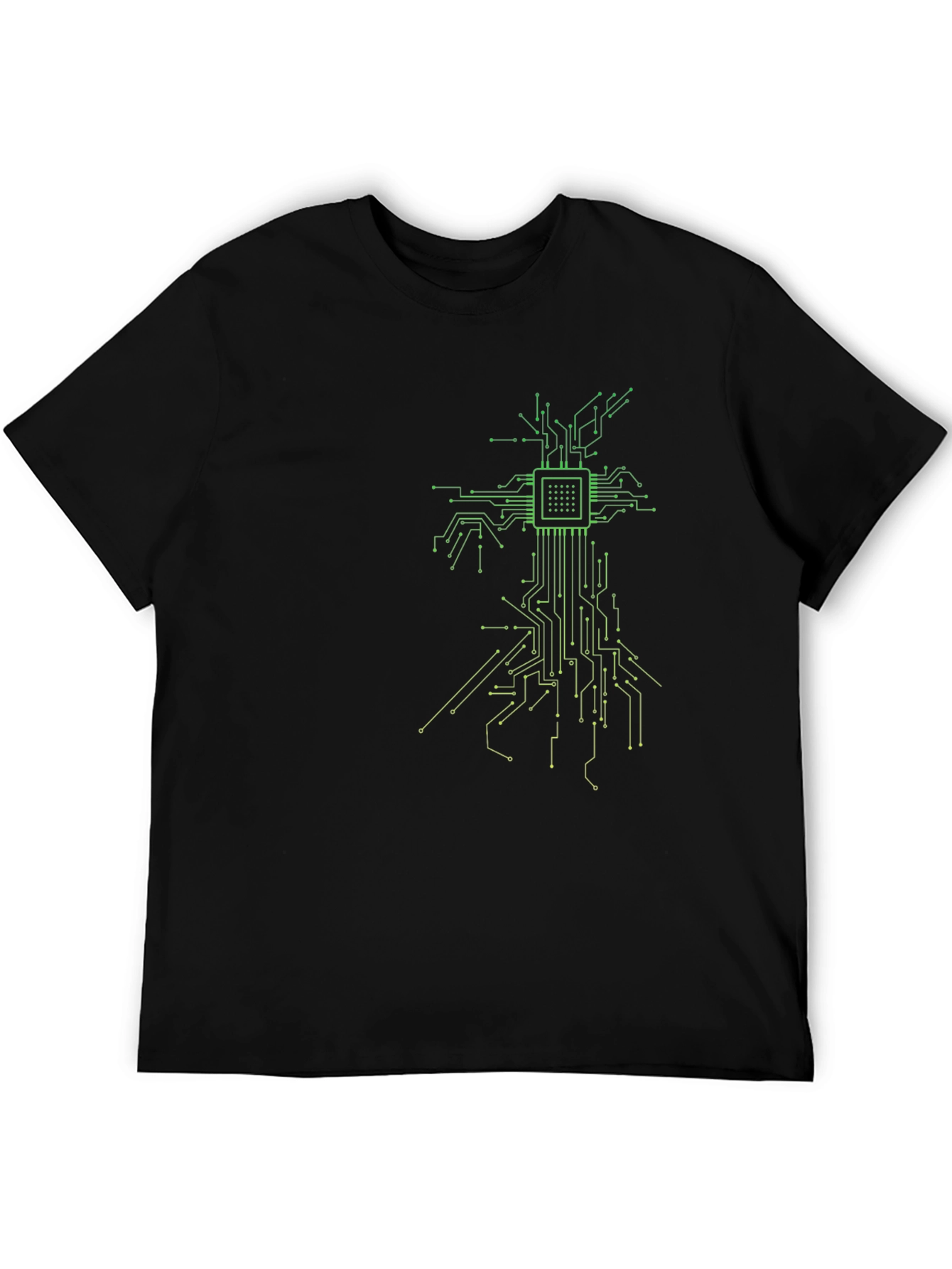 Tech Tree Black T-Shirt - Modern Circuit Board Design