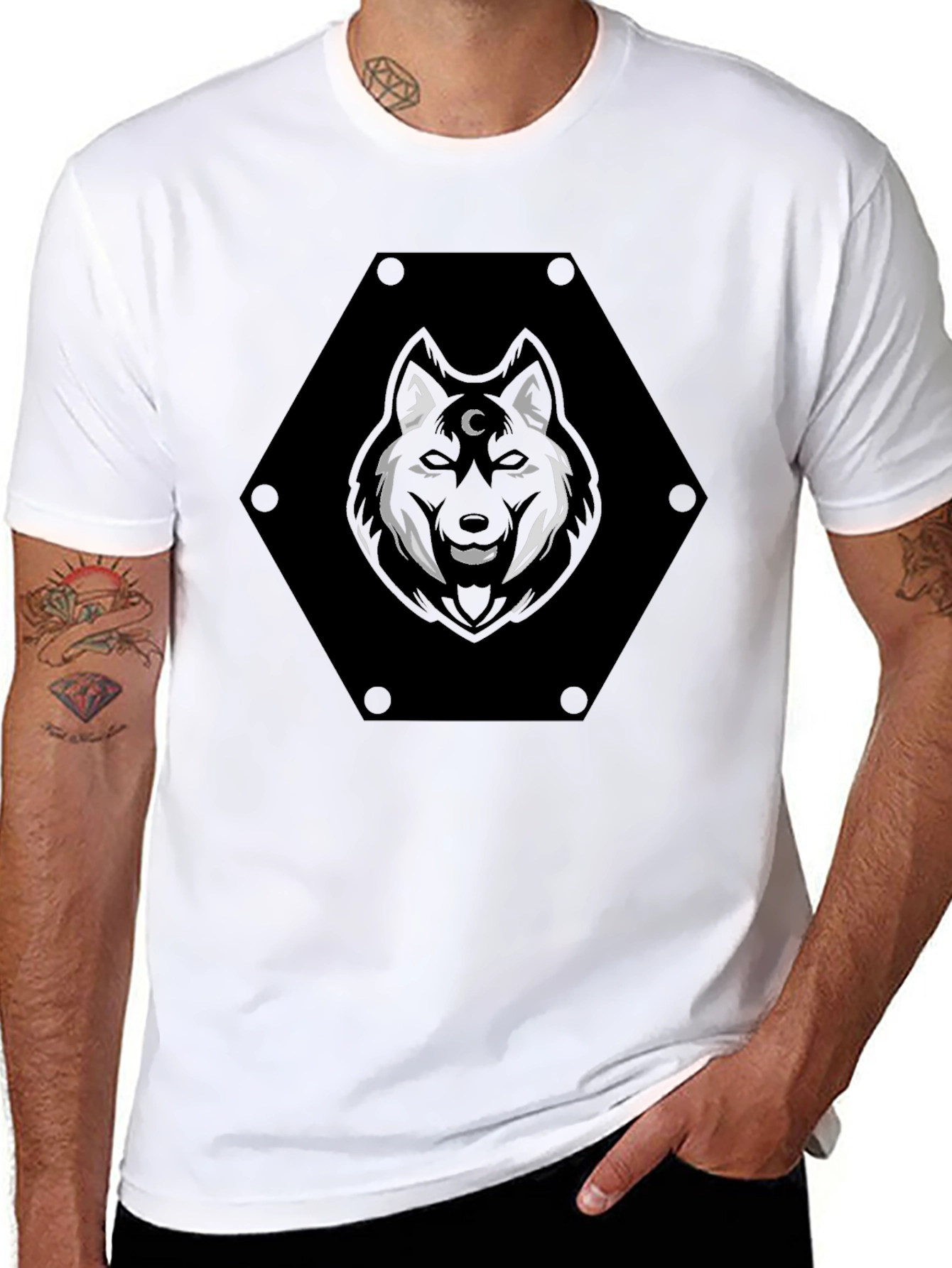 Mystic Wolf Graphic Tee - Black